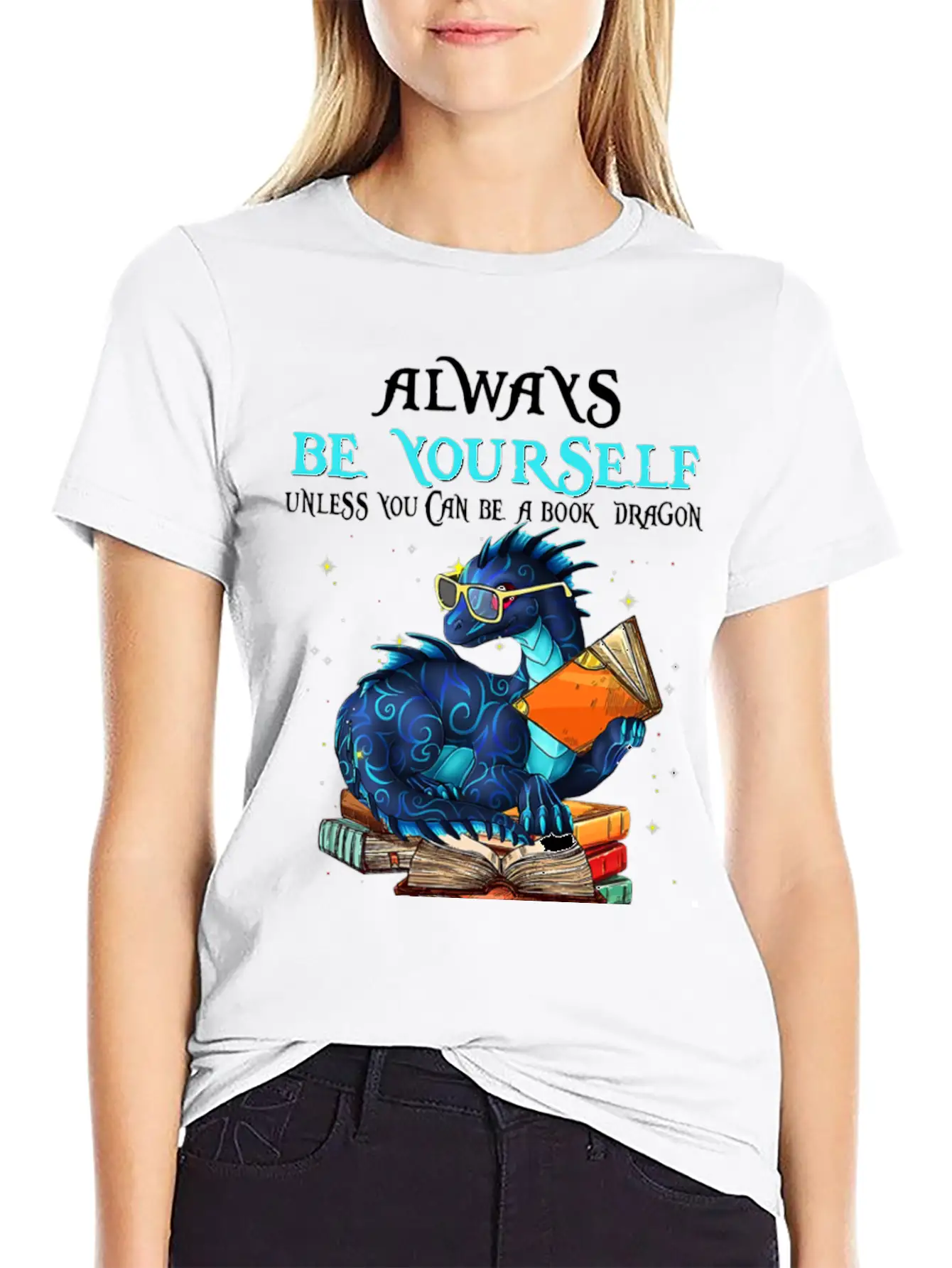 Book Dragon Always Book Dragon Book Lightweight Cotton T-Shirt – Daily Comfort Graphic Shirt