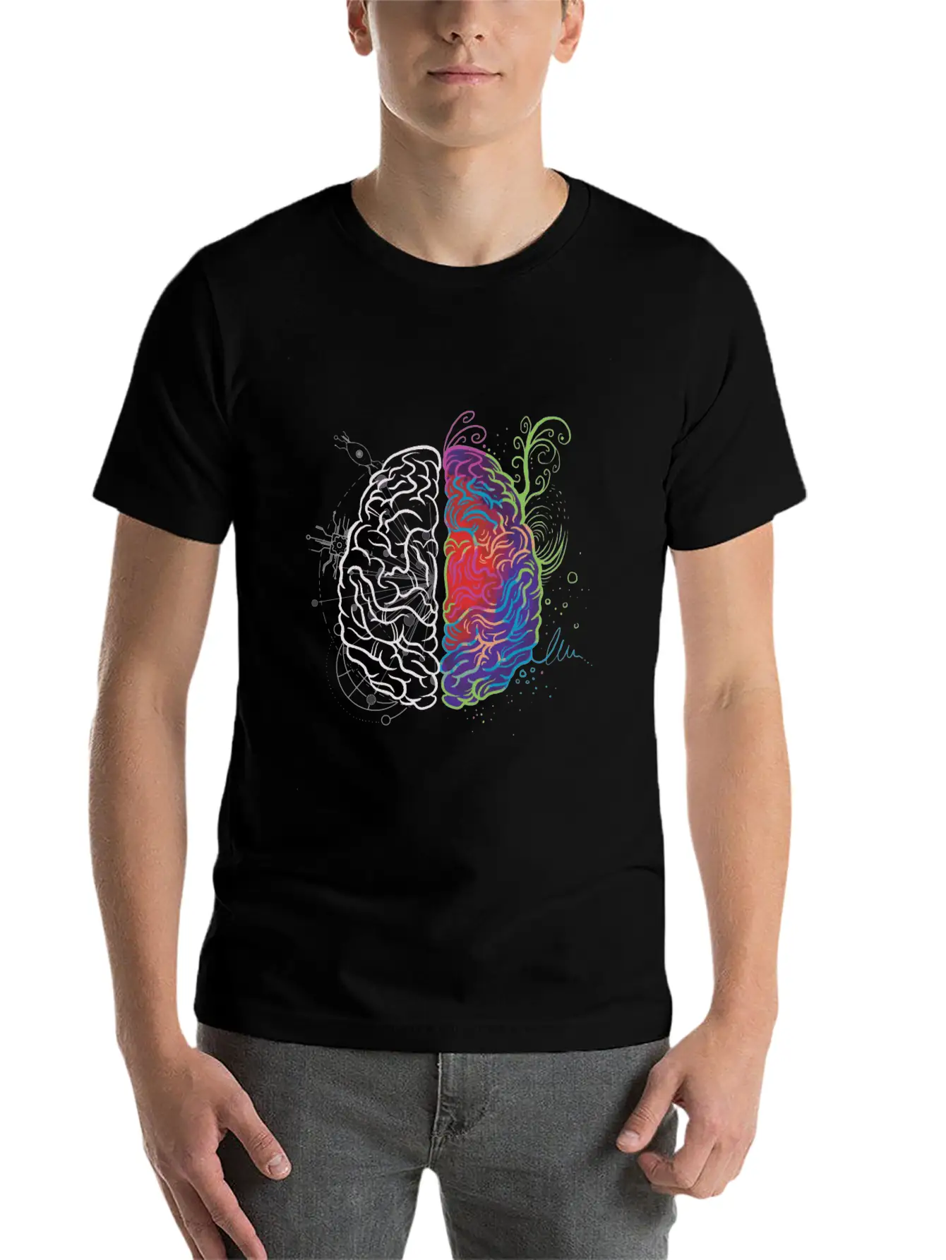 Brain Hemisphere Left And Right Brain Side Artist Lightweight Cotton T-Shirt – Daily Comfort Graphic Shirt