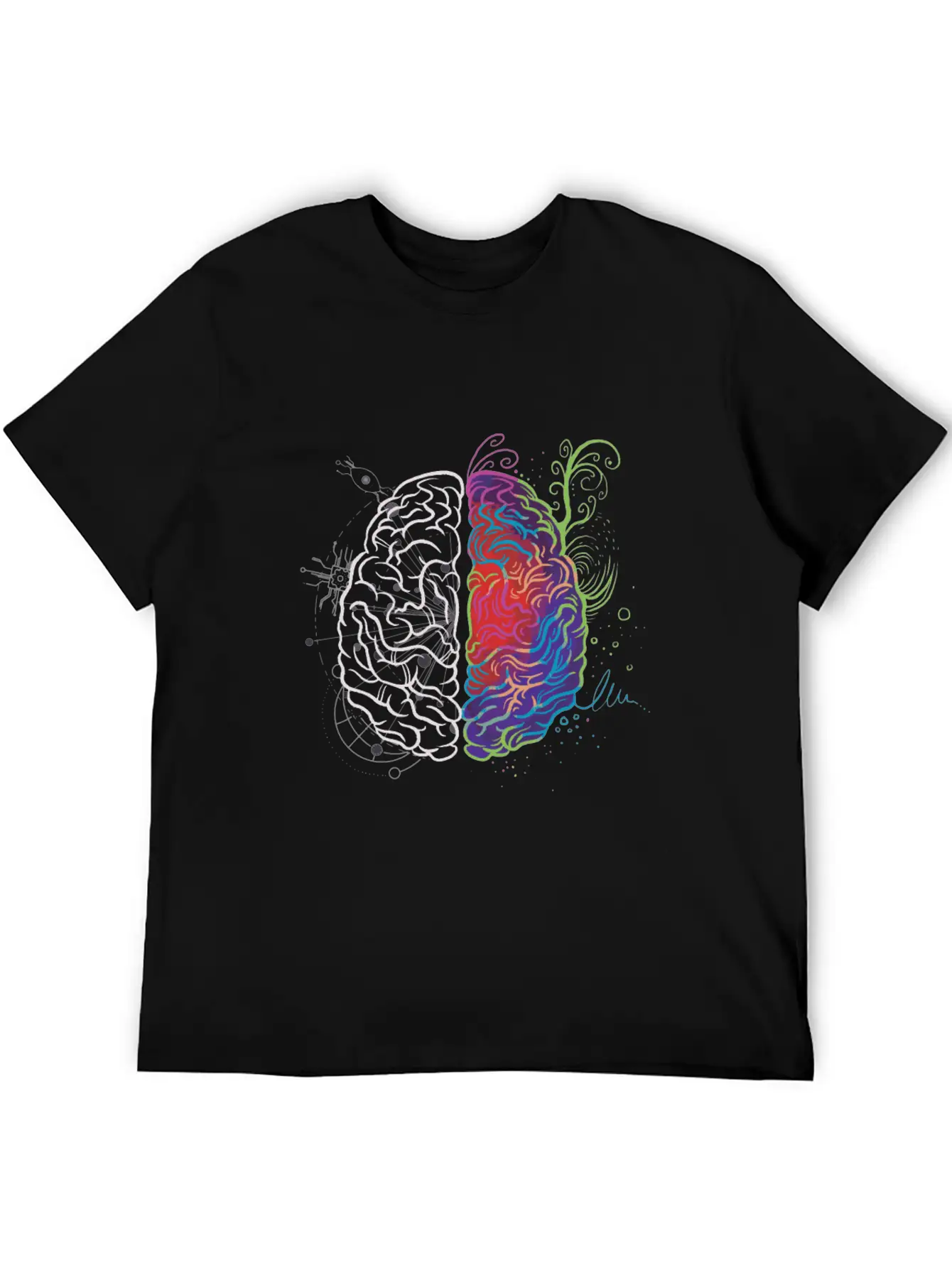 Brain Hemisphere Left And Right Brain Side Artist Lightweight Cotton T-Shirt – Daily Comfort Graphic Shirt