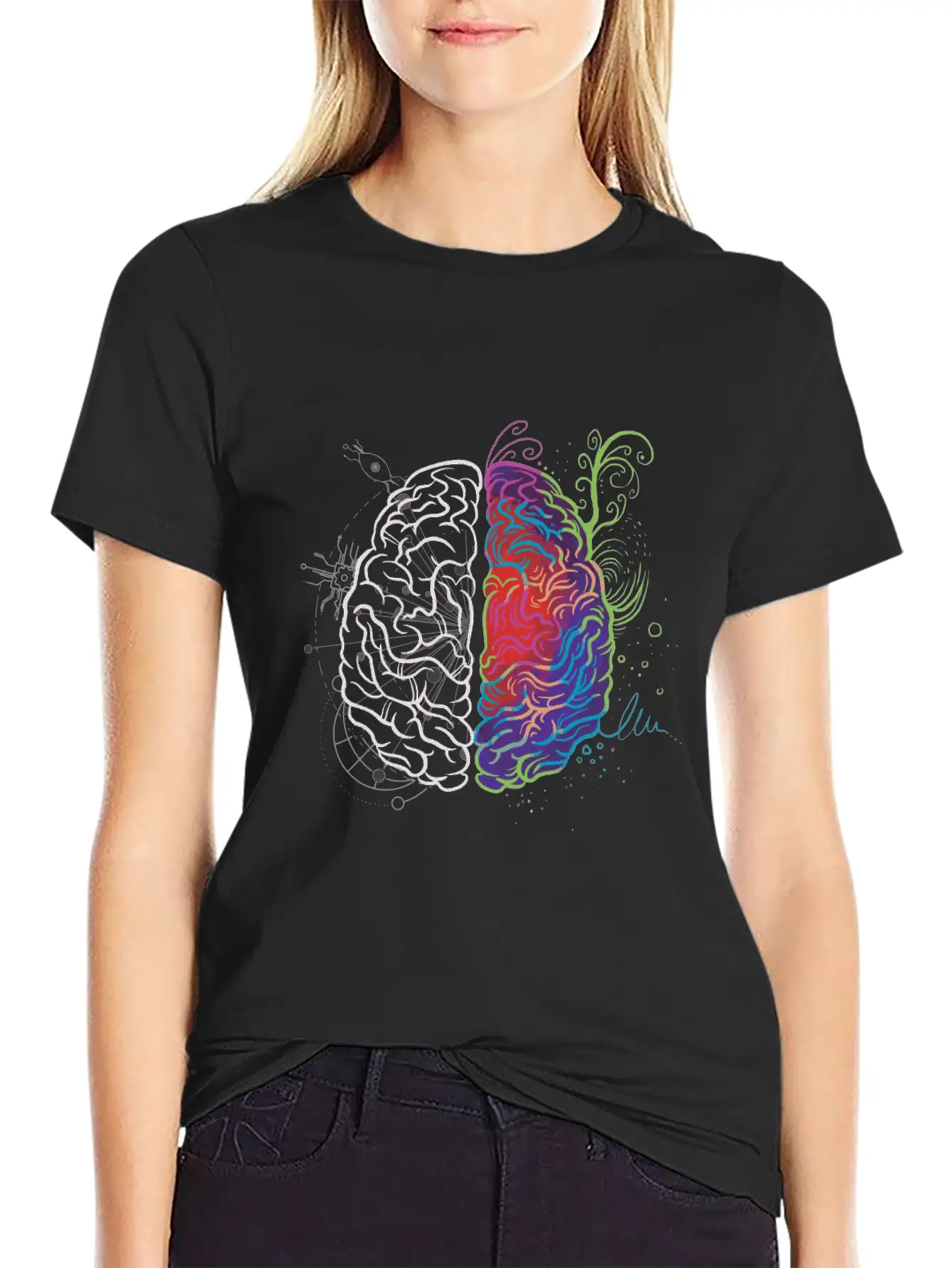 Brain Hemisphere Left And Right Brain Side Artist Lightweight Cotton T-Shirt – Daily Comfort Graphic Shirt