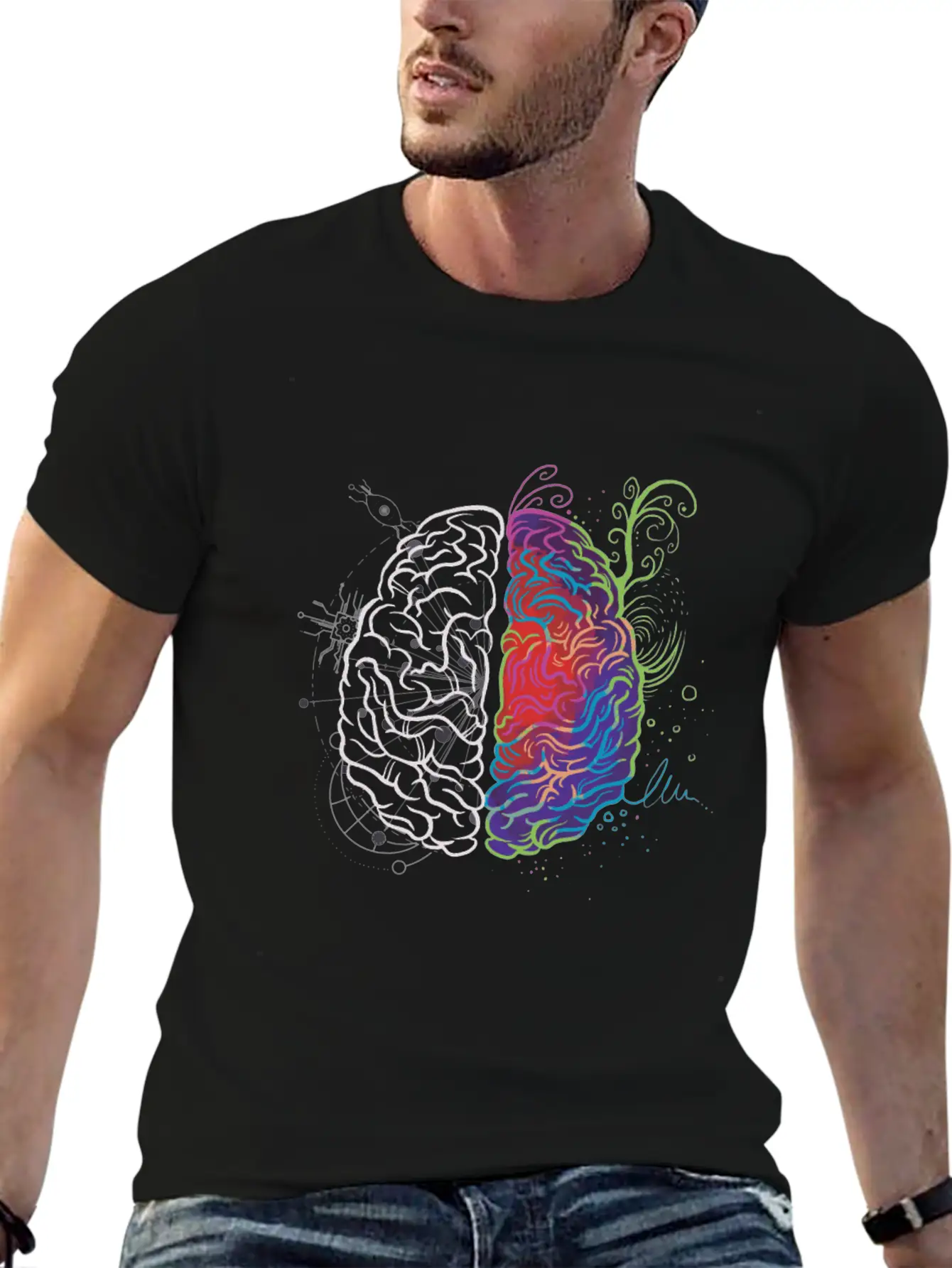 Brain Hemisphere Left And Right Brain Side Artist Lightweight Cotton T-Shirt – Daily Comfort Graphic Shirt