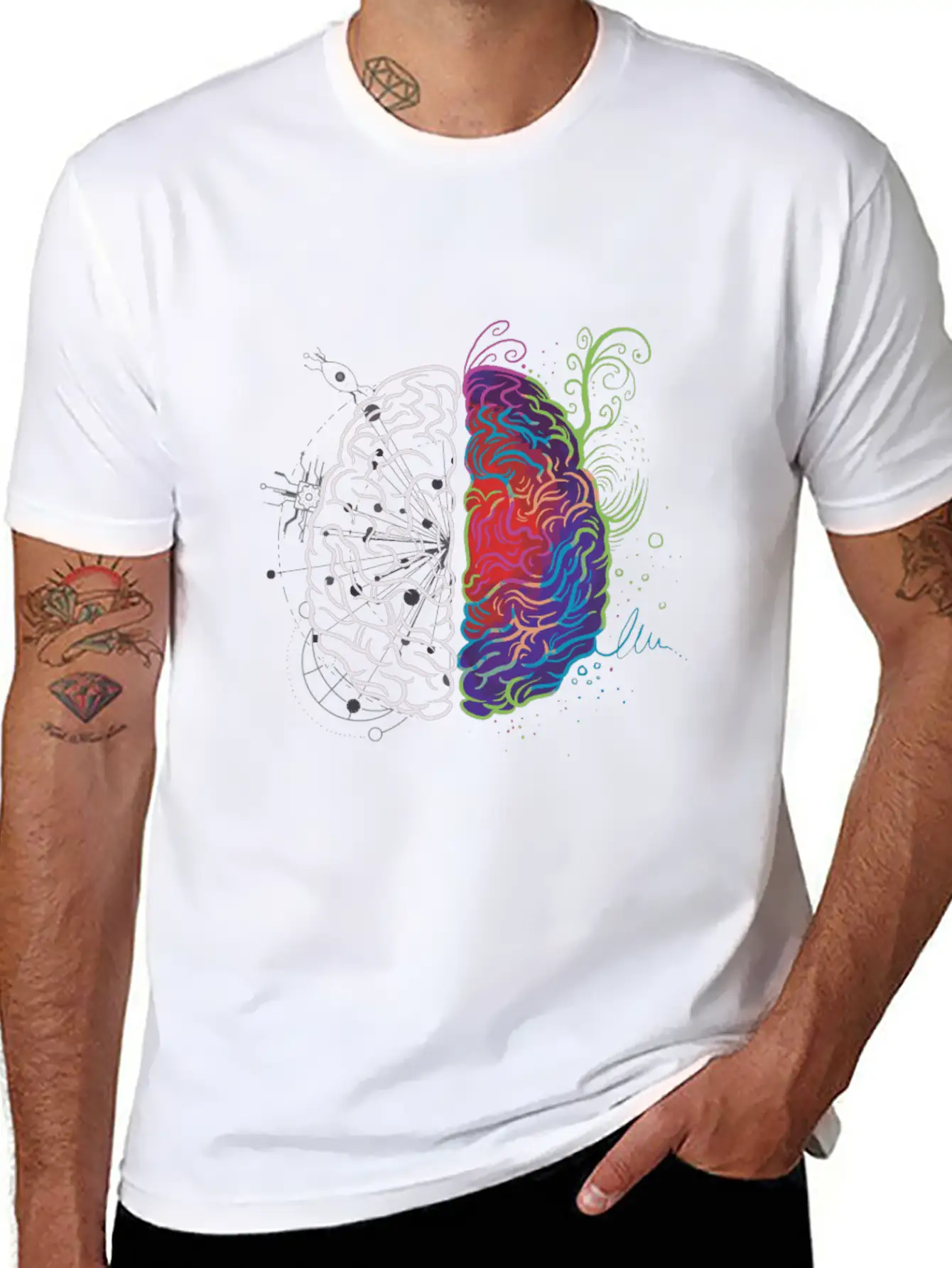 Brain Hemisphere Left And Right Brain Side Artist Lightweight Cotton T-Shirt – Daily Comfort Graphic Shirt