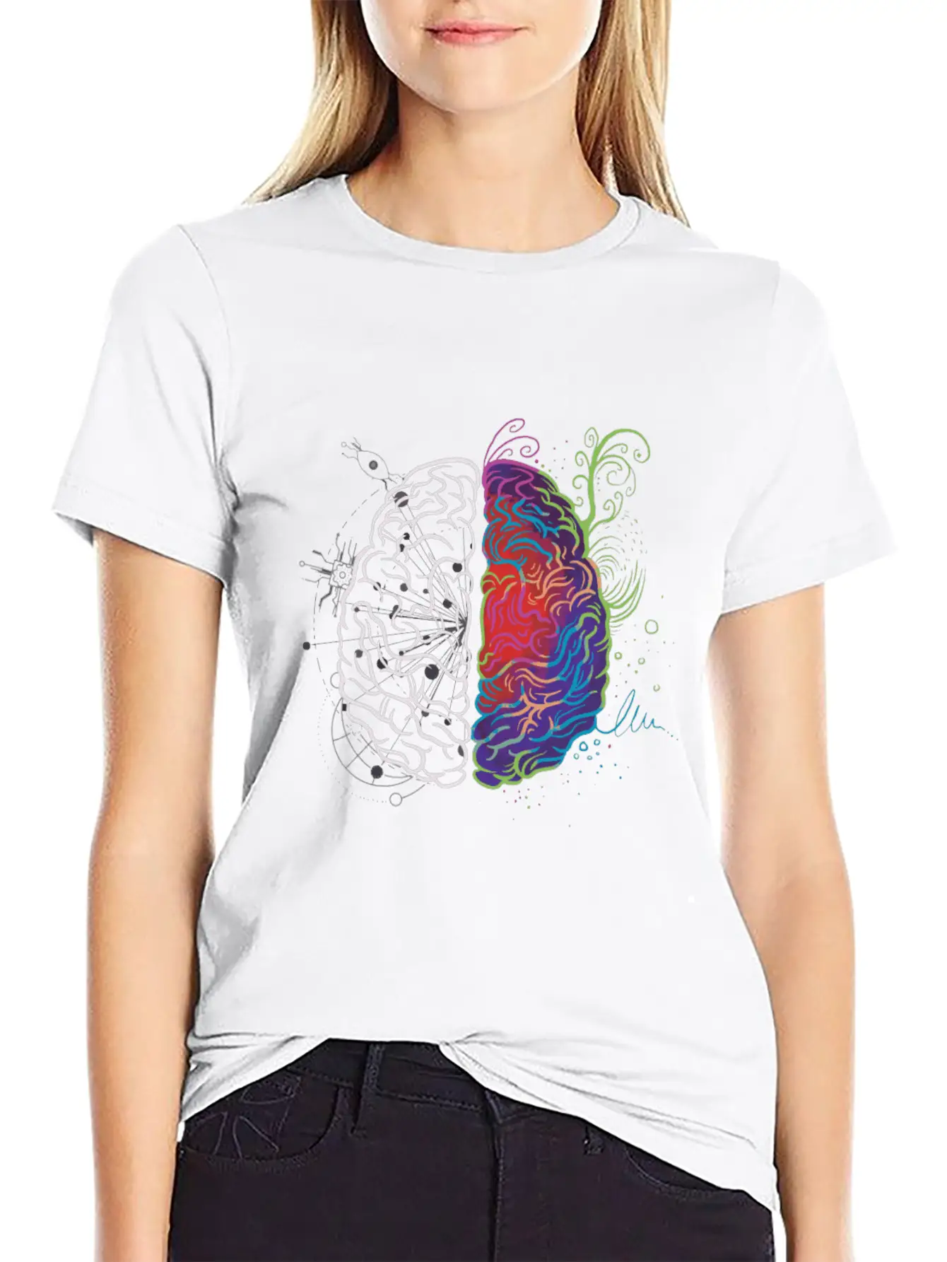 Brain Hemisphere Left And Right Brain Side Artist Lightweight Cotton T-Shirt – Daily Comfort Graphic Shirt