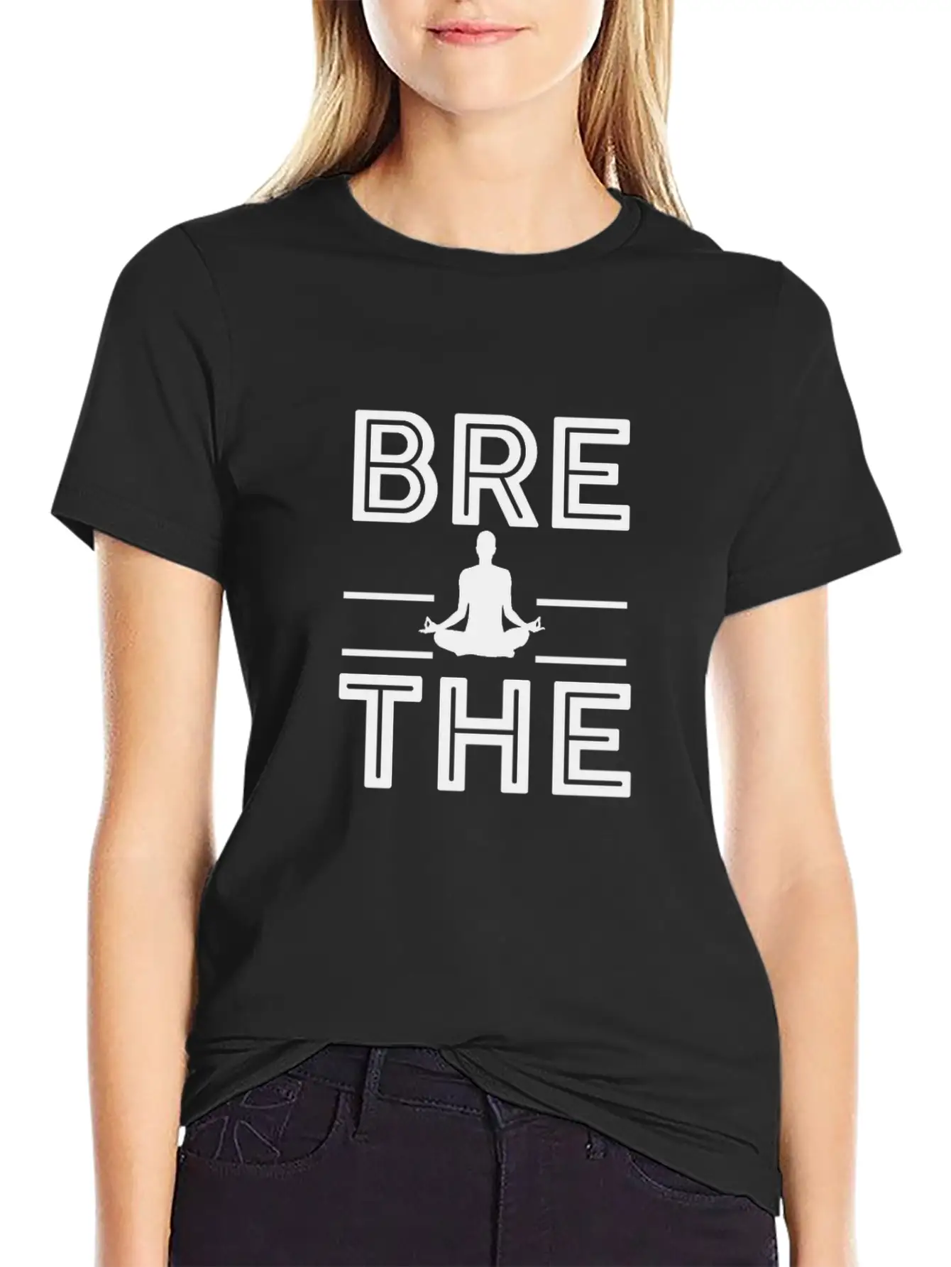 Breathe Meditation Meditating Yoga Namaste Lightweight Cotton T-Shirt – Daily Comfort Graphic Shirt