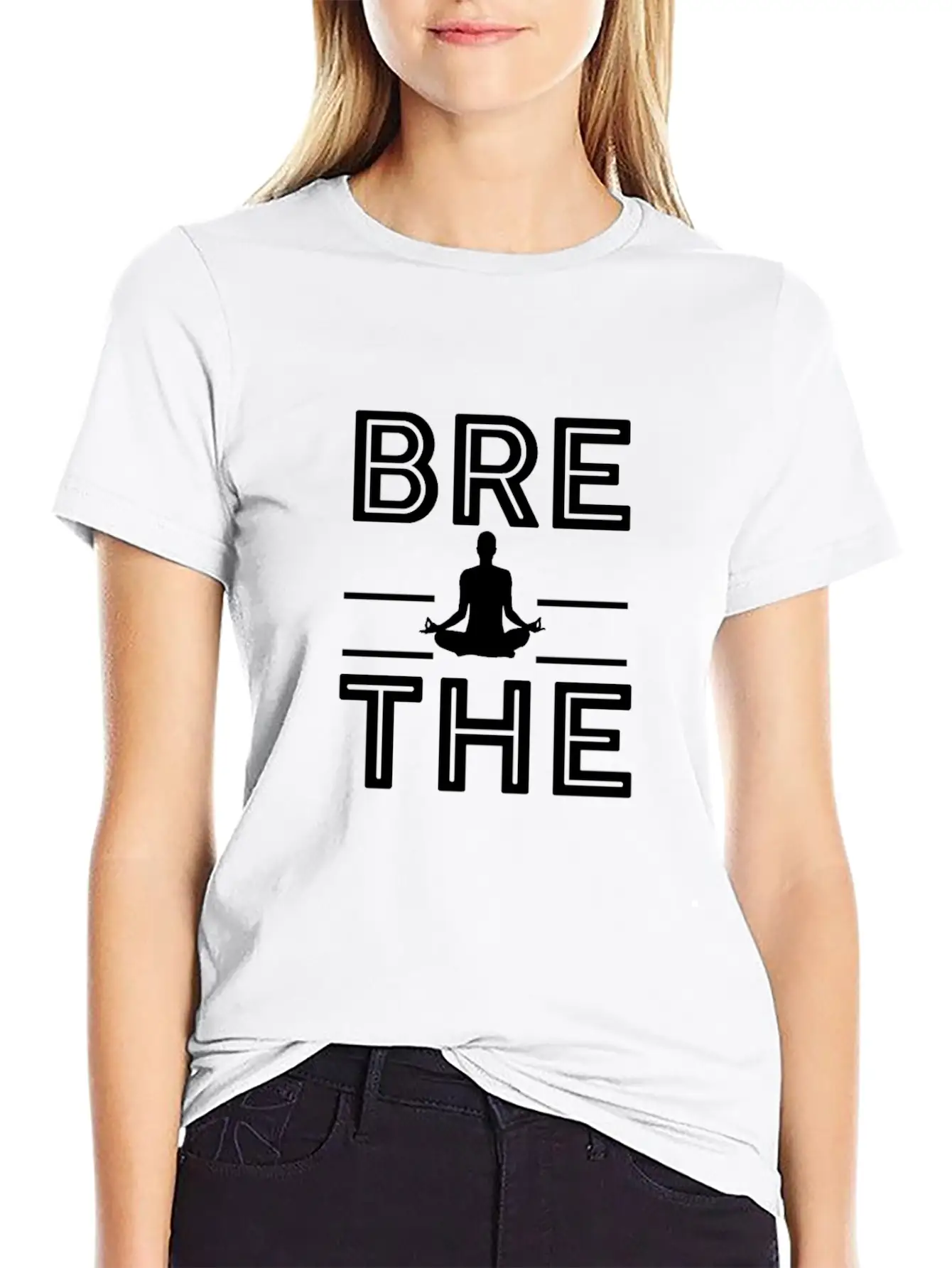 Breathe Meditation Meditating Yoga Namaste Lightweight Cotton T-Shirt – Daily Comfort Graphic Shirt