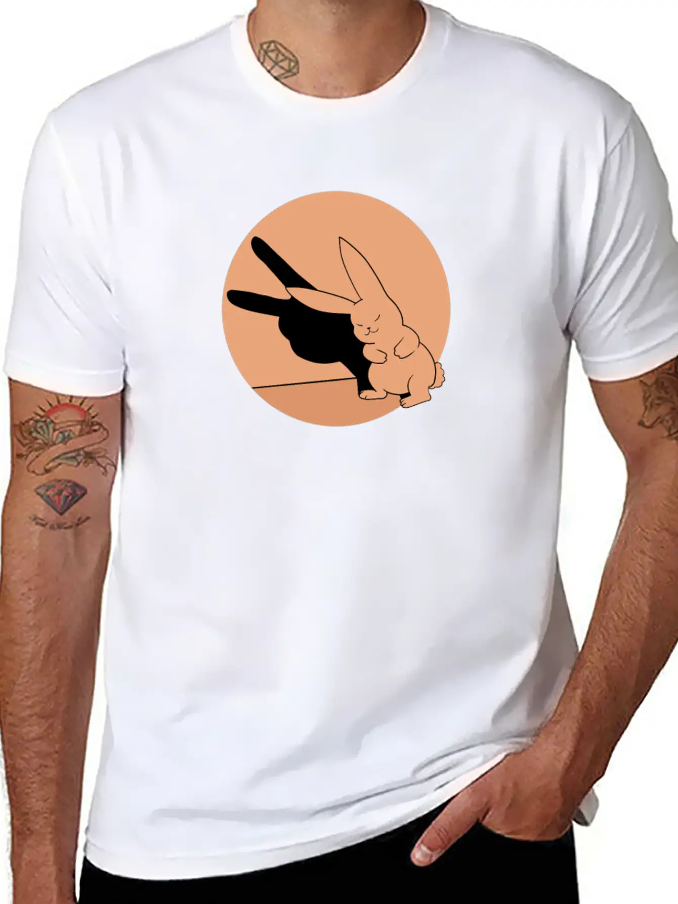Bunny Shadow Fingers Art Cool Gift Idea Lightweight Cotton T-Shirt – Daily Comfort Graphic Shirt