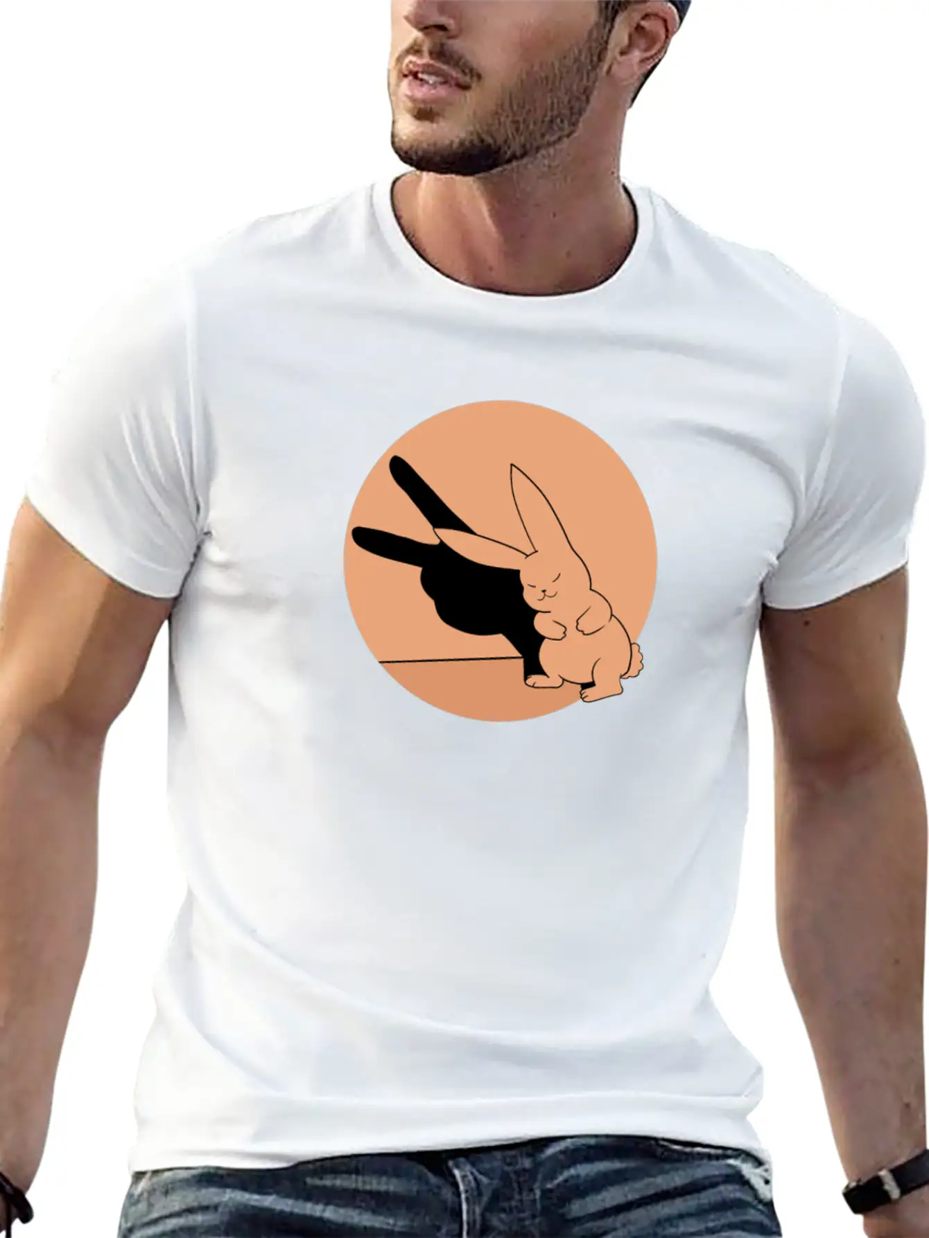 Bunny Shadow Fingers Art Cool Gift Idea Lightweight Cotton T-Shirt – Daily Comfort Graphic Shirt