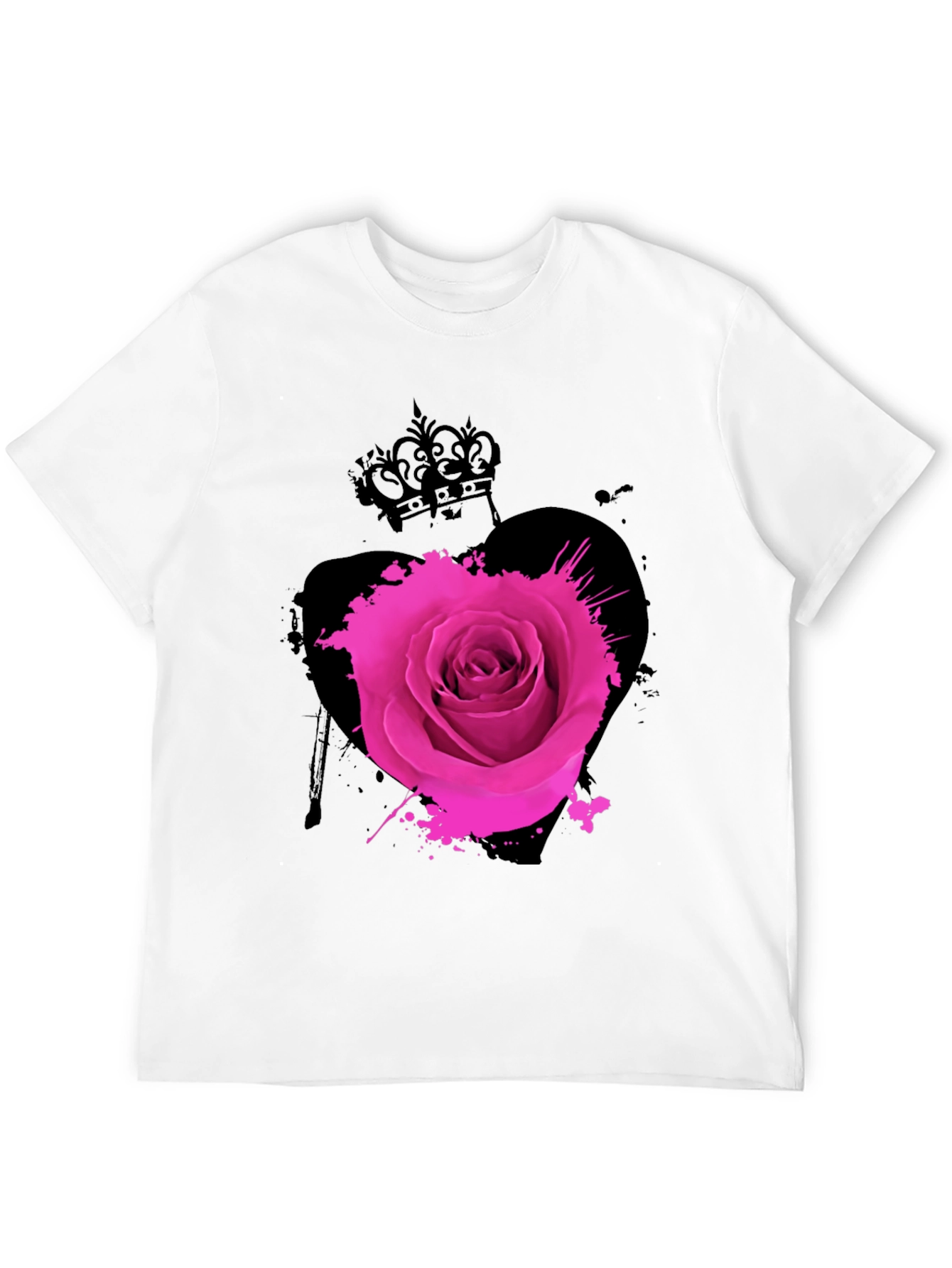 Rose Crown Heart Mens Graphic Tee - Black