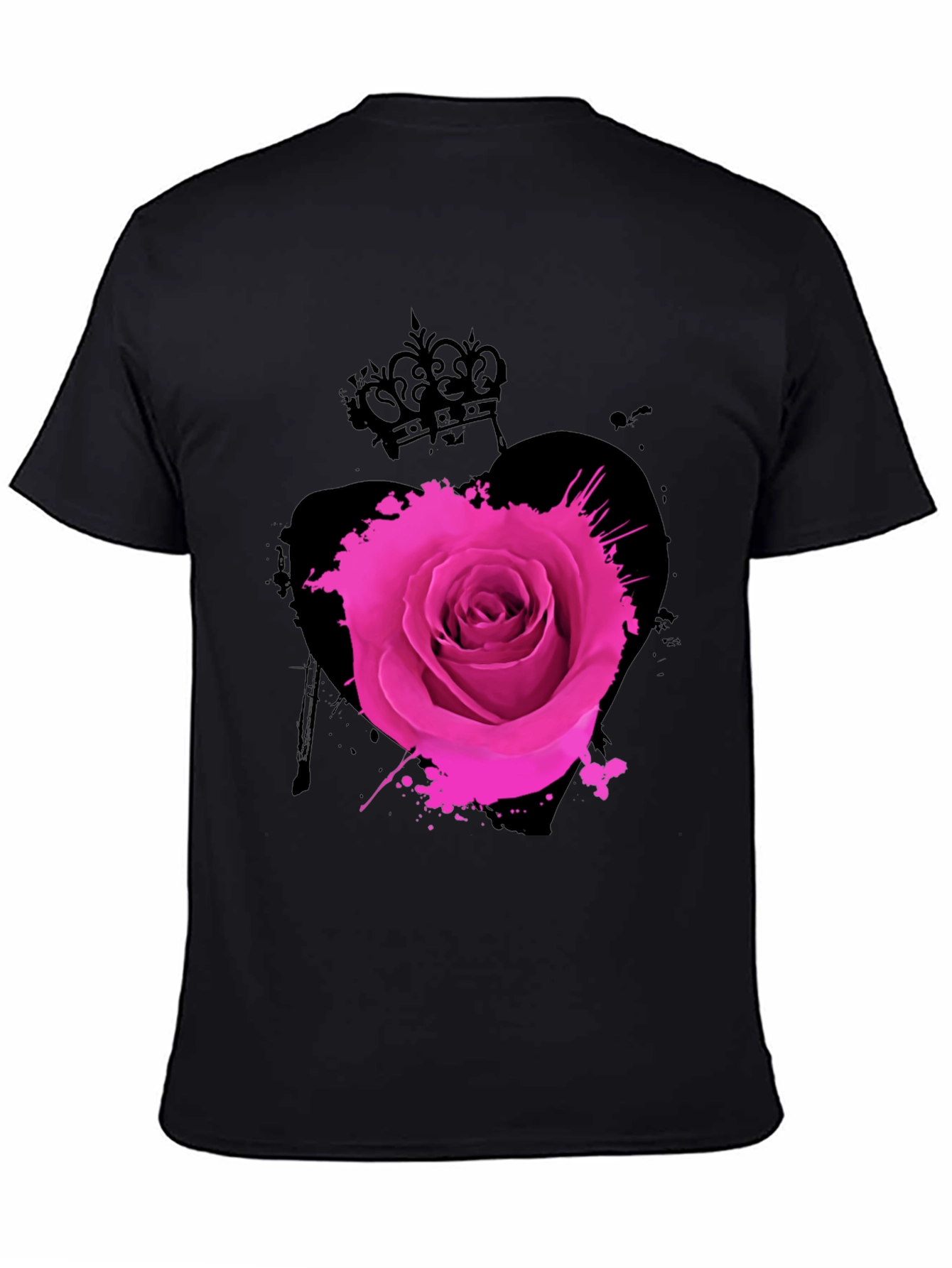 Rose Crown Heart Mens Graphic Tee - Black