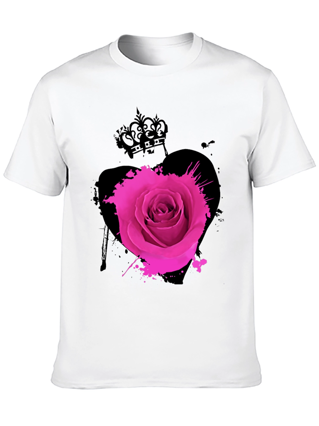 Rose Crown Heart Mens Graphic Tee - Black