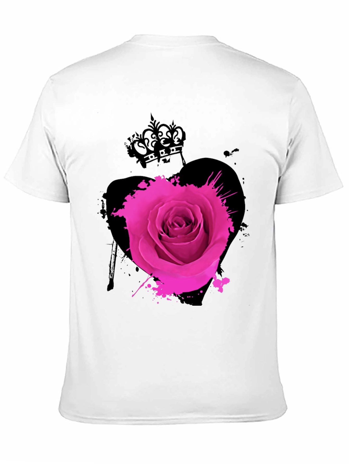 Rose Crown Heart Mens Graphic Tee - Black