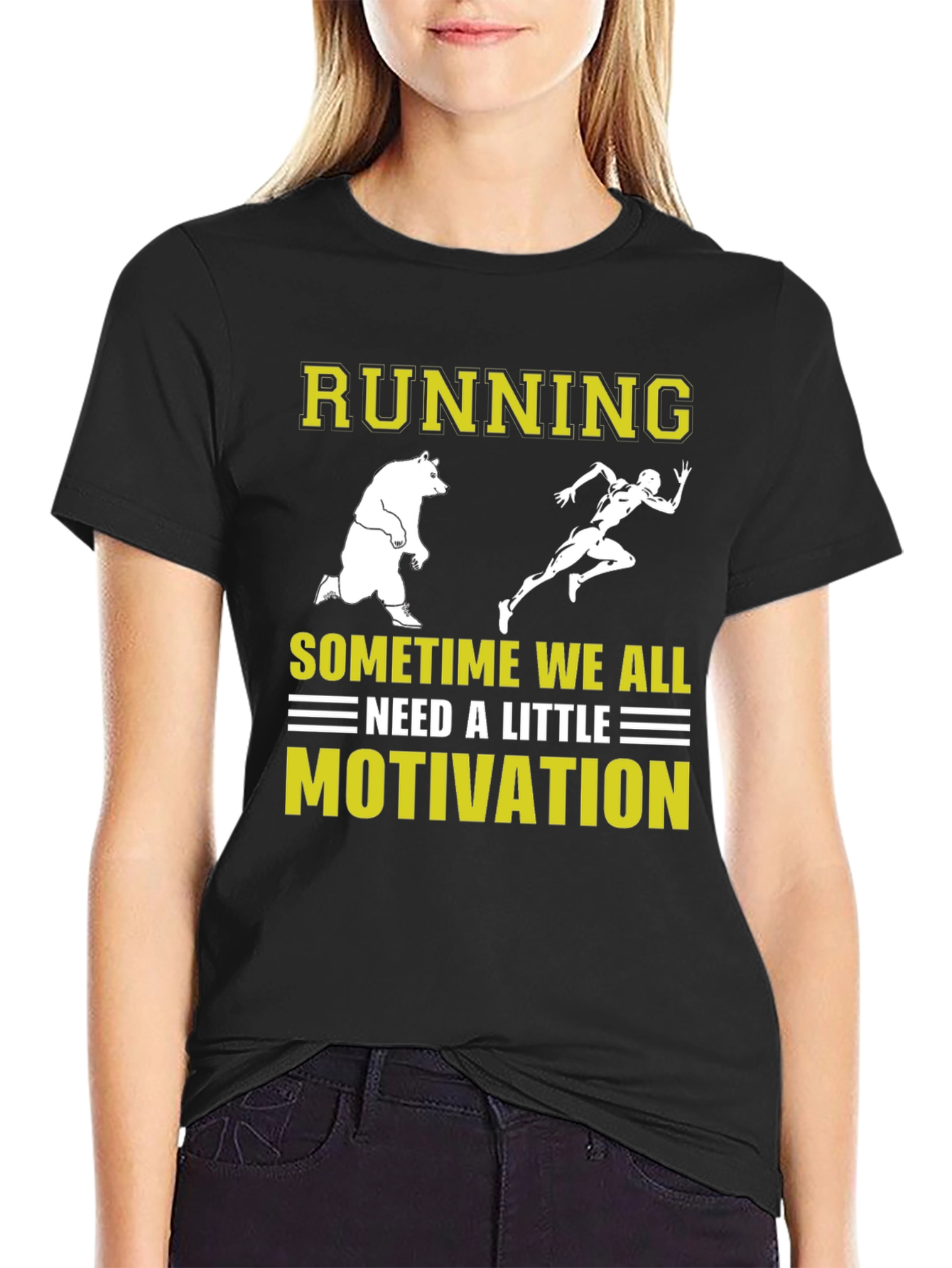 Running Motivation T-Shirt - Bear Chasing Runner