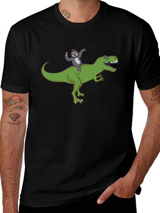 Sloth Riding T-Rex Funny Graphic T-Shirt