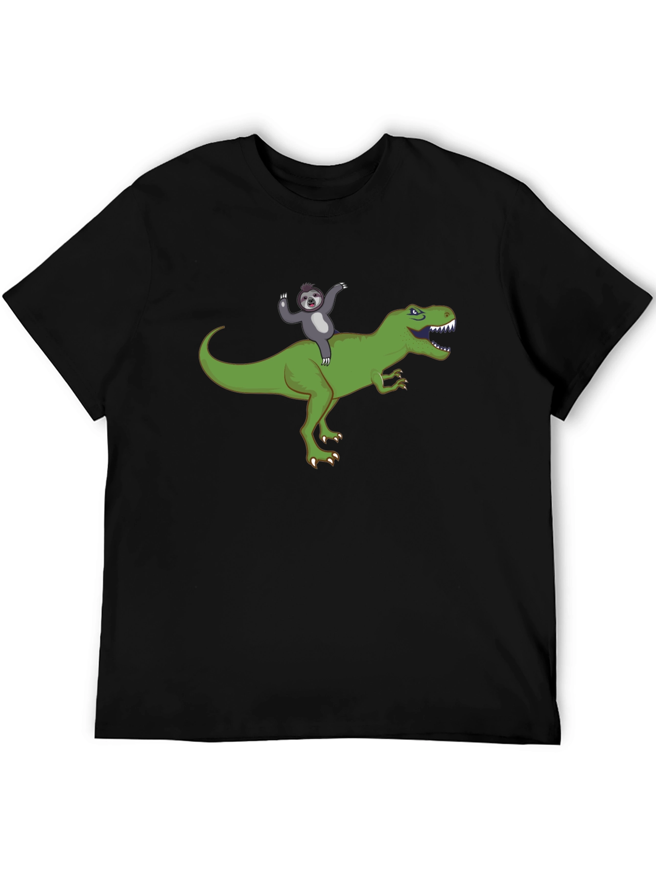 Sloth Riding T-Rex Funny Graphic T-Shirt