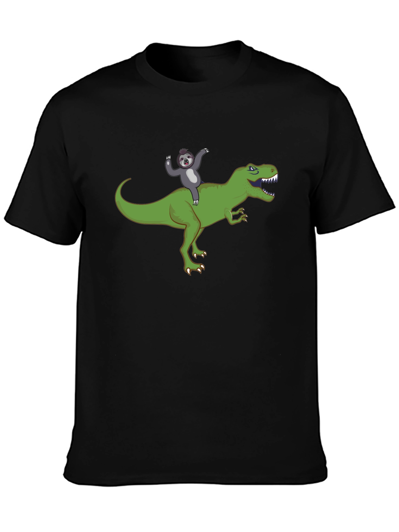 Sloth Riding T-Rex Funny Graphic T-Shirt