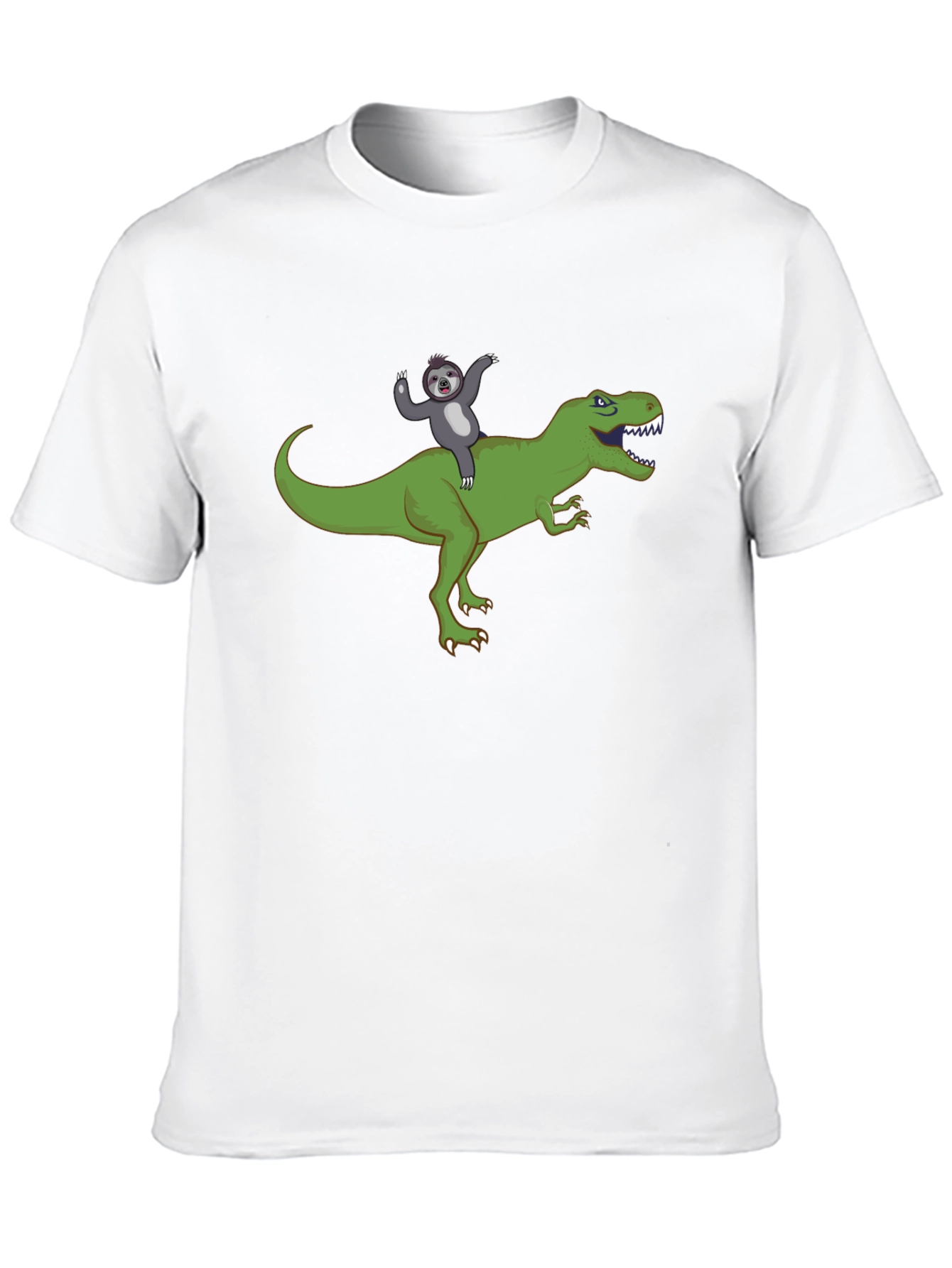 Sloth Riding T-Rex Funny Graphic T-Shirt