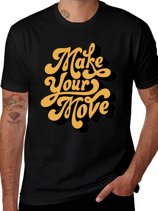 Retro Make Your Move Graphic Tee - Stylish Black T-Shirt
