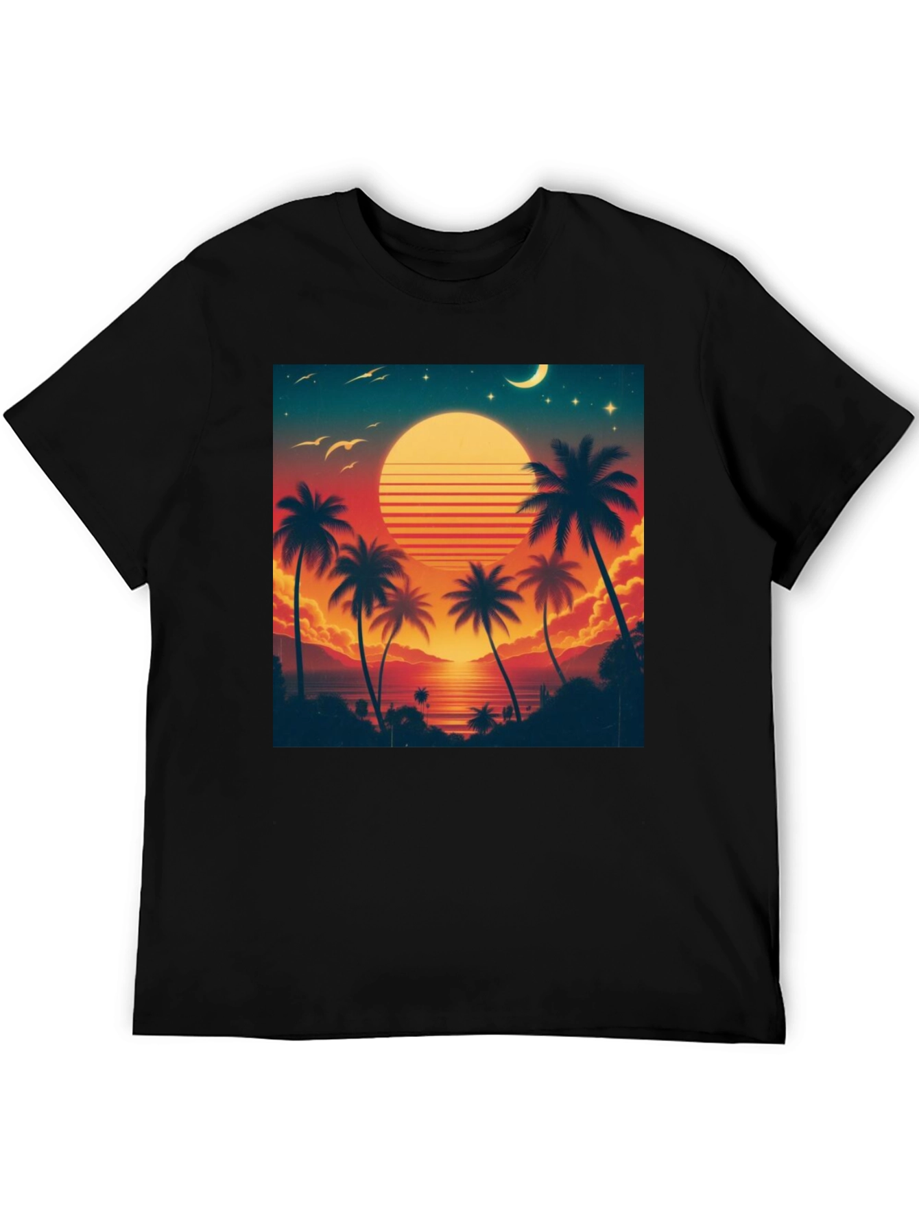 Retro Sunset Palm Tree Graphic Tee