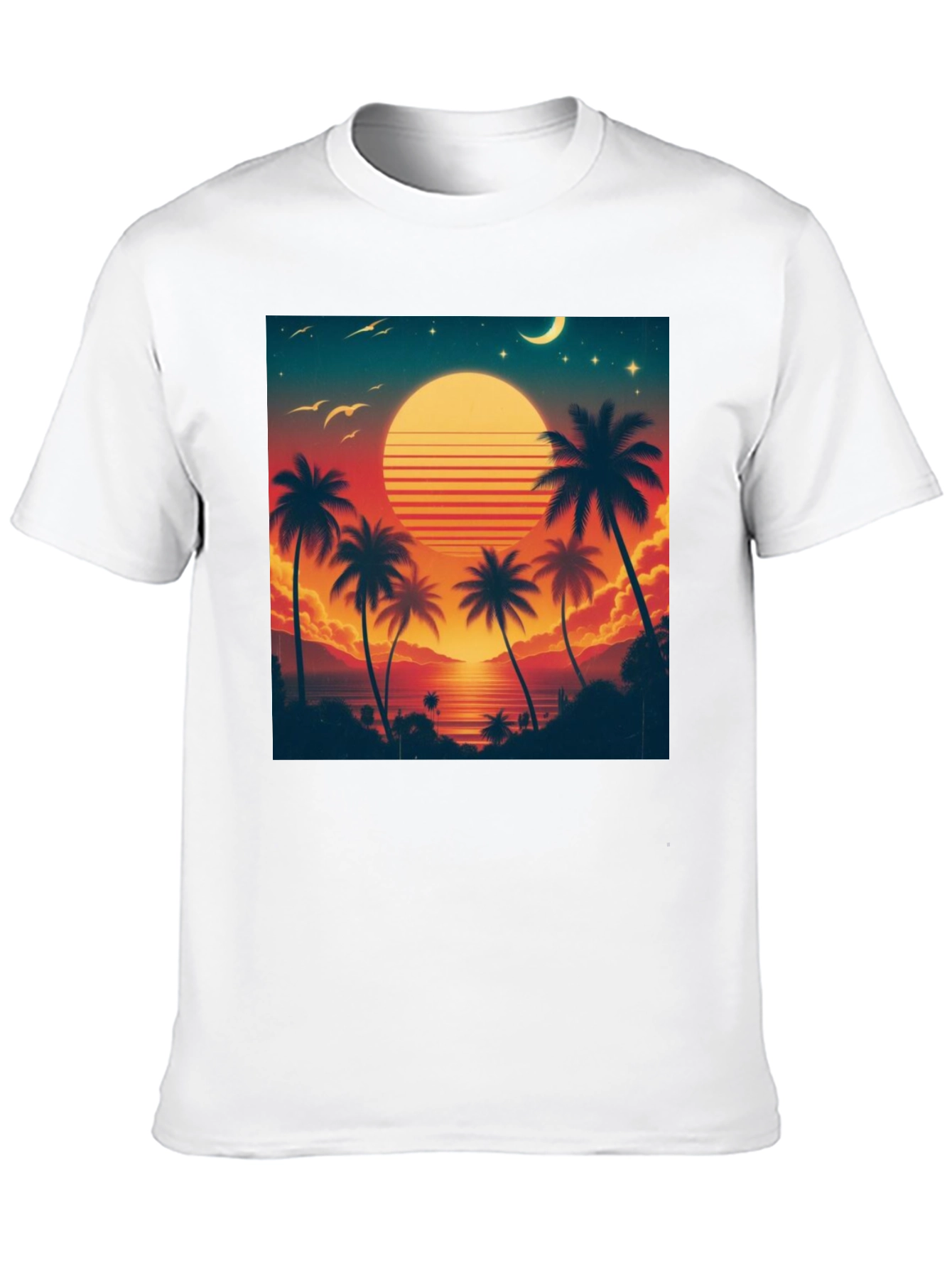 Retro Sunset Palm Tree Graphic Tee