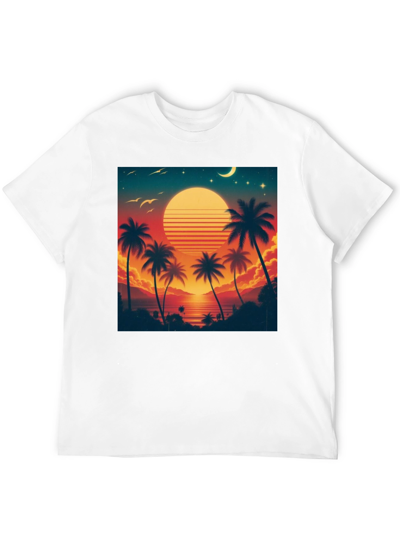 Retro Sunset Palm Tree Graphic Tee
