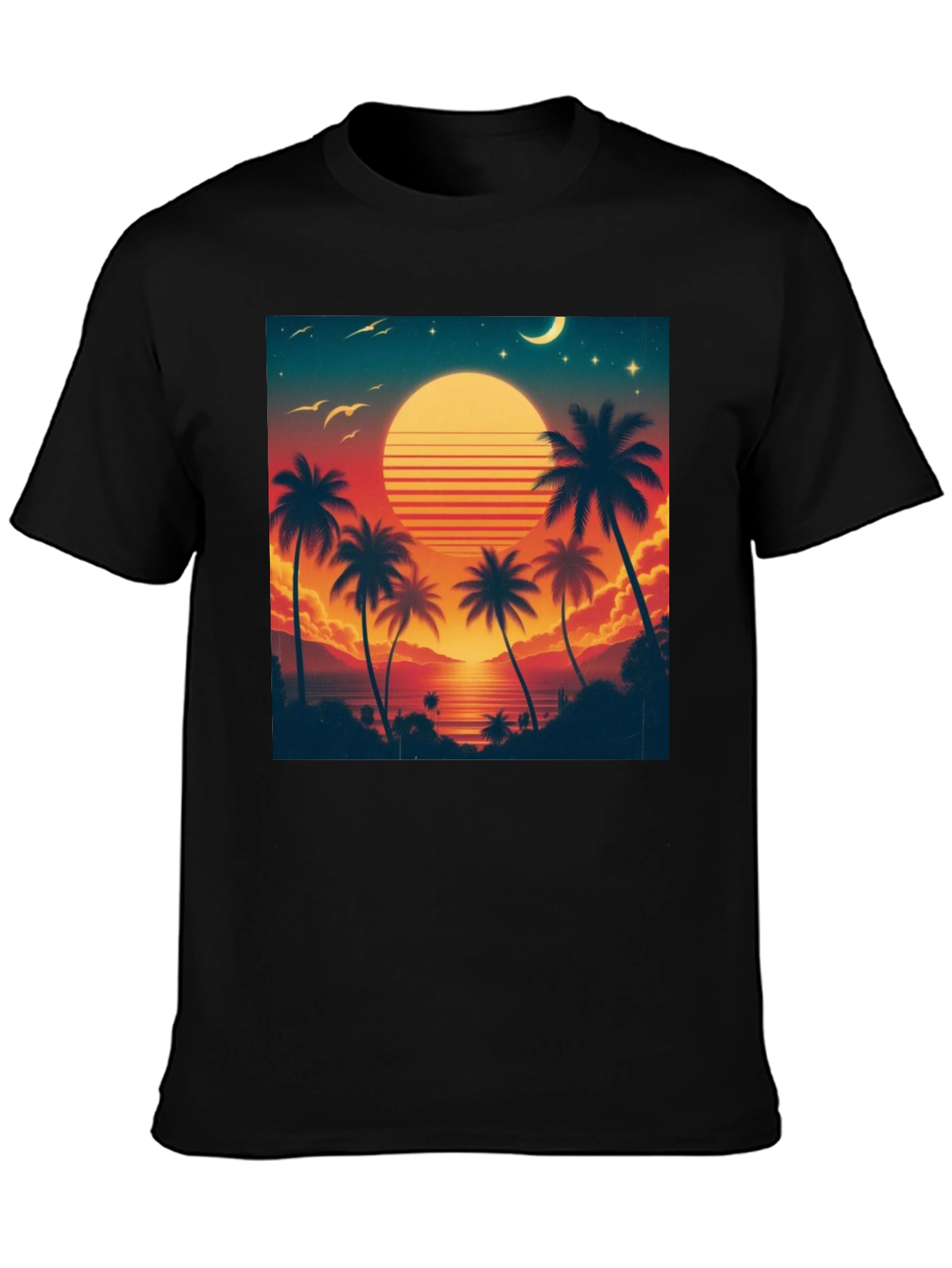 Retro Sunset Palm Tree Graphic Tee