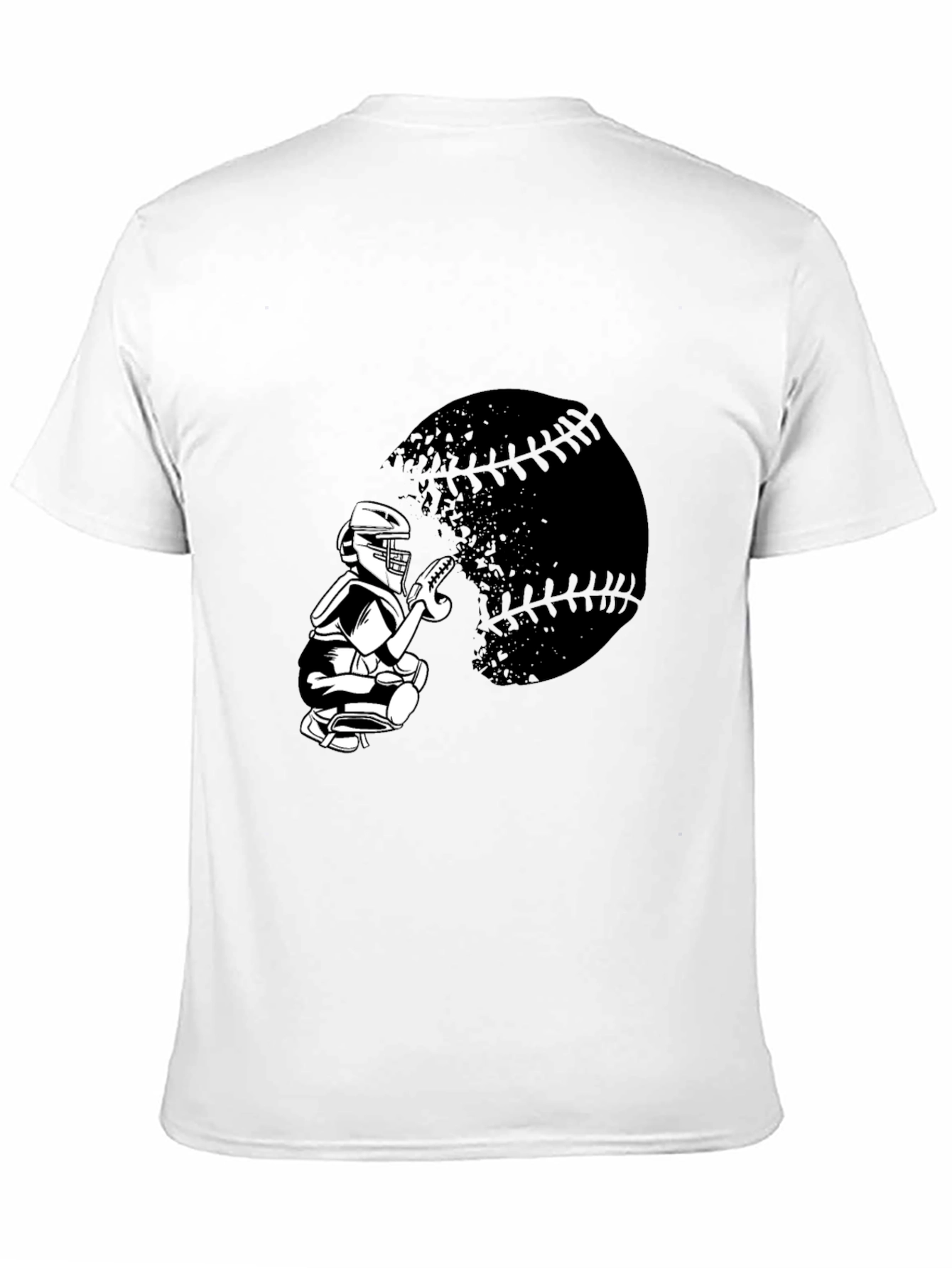 Baseball Catcher Graphic Tee - Sporty Black T-Shirt