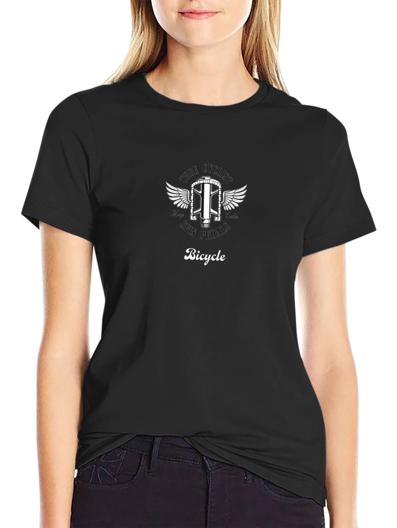 Bicycle Winged Design Graphic T-Shirt