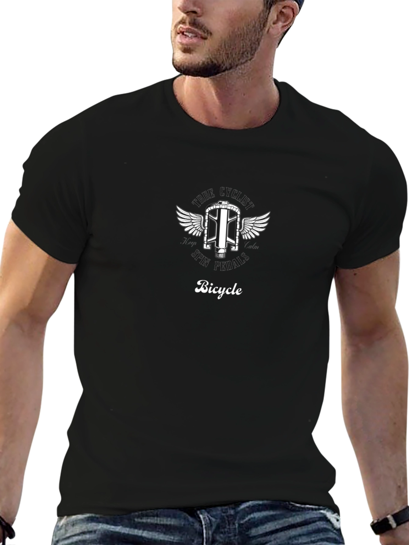 Bicycle Winged Design Graphic T-Shirt
