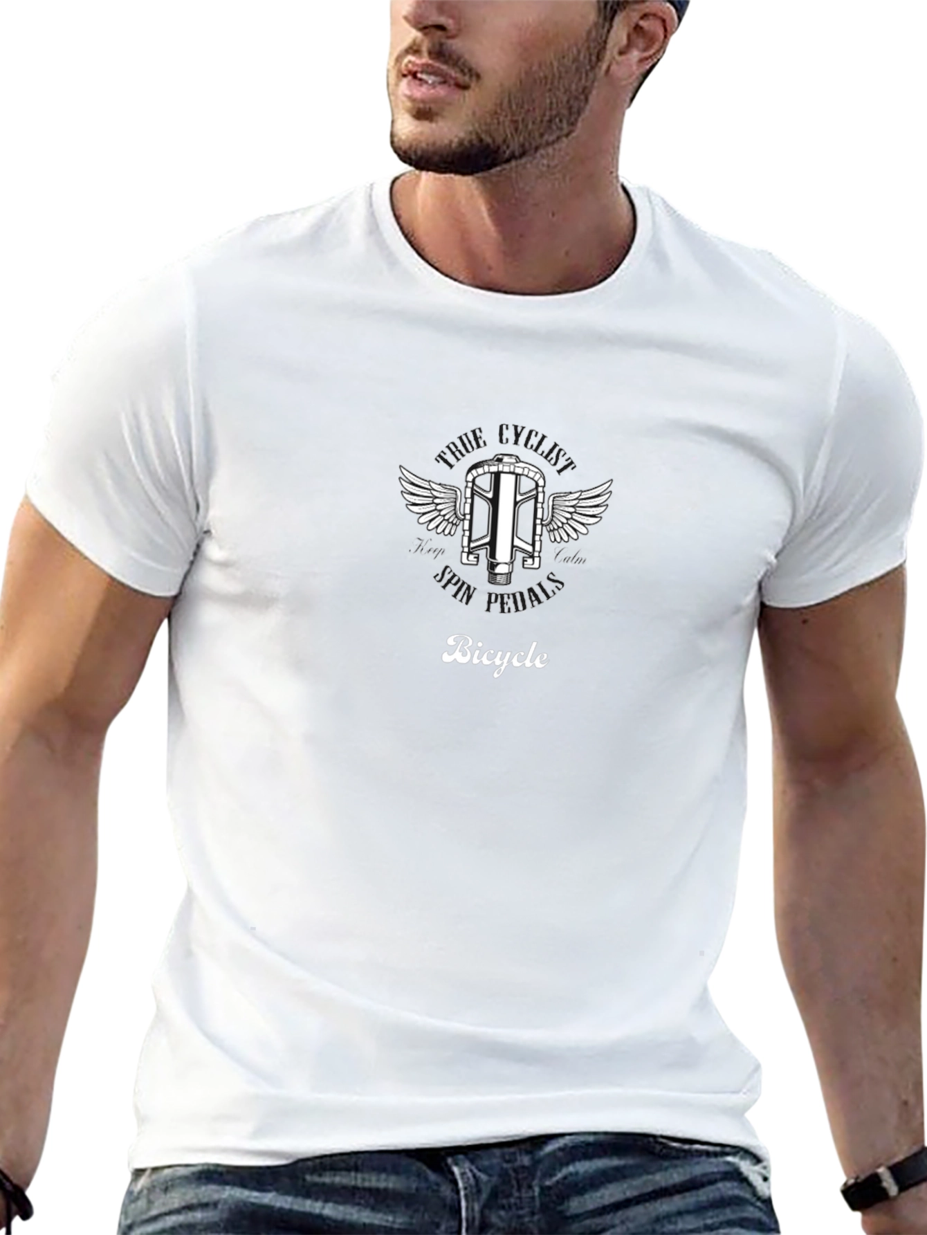 Bicycle Winged Design Graphic T-Shirt