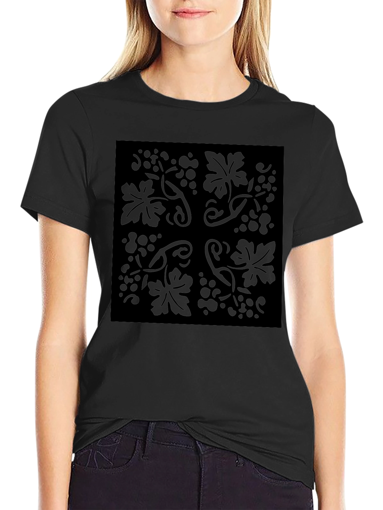 Black Floral Vine Graphic Tee