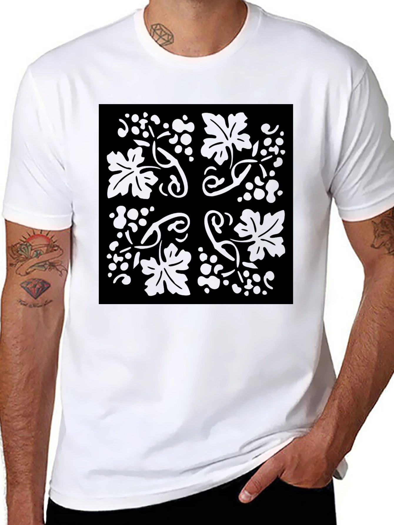 Black Floral Vine Graphic Tee