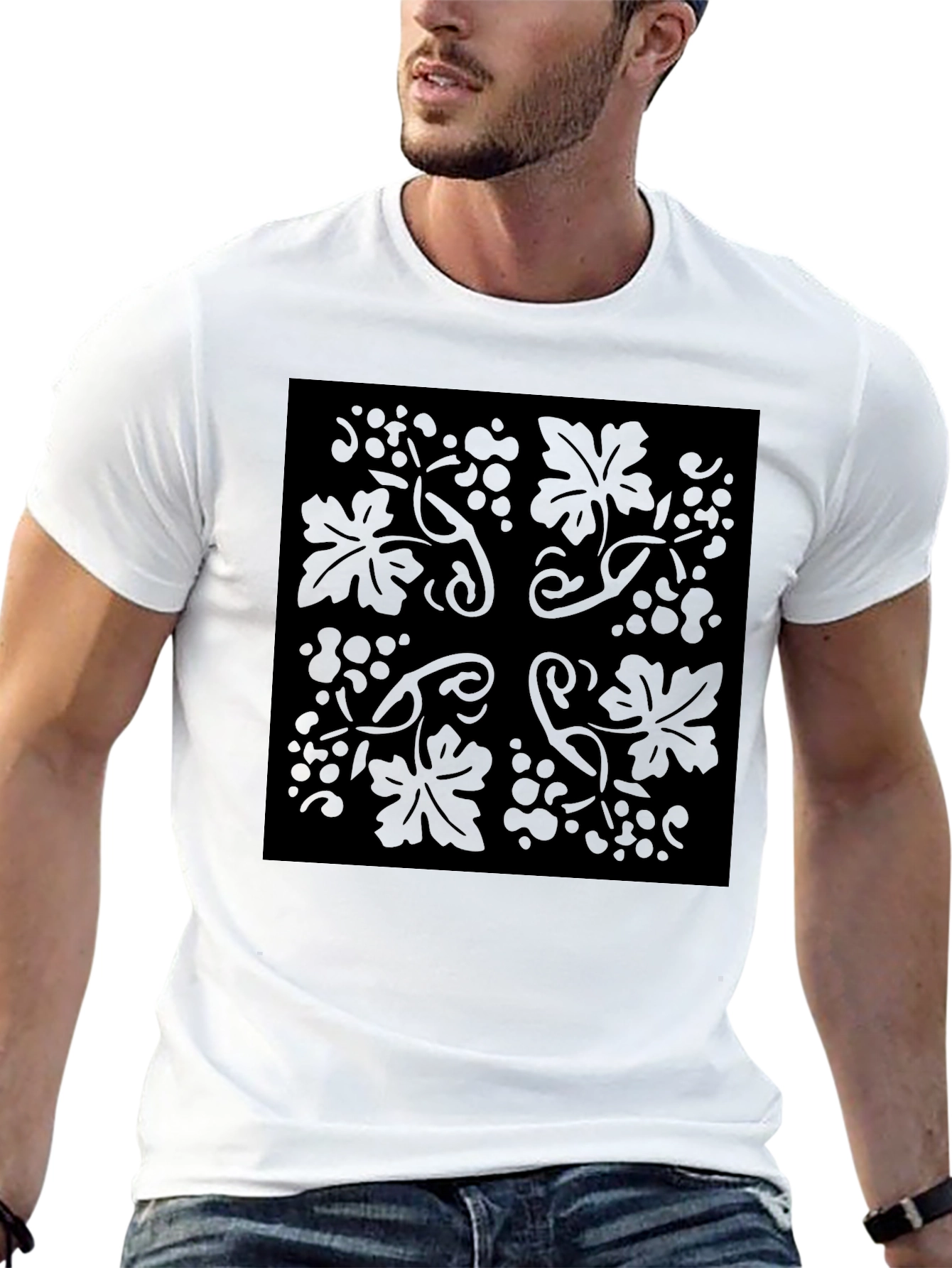 Black Floral Vine Graphic Tee