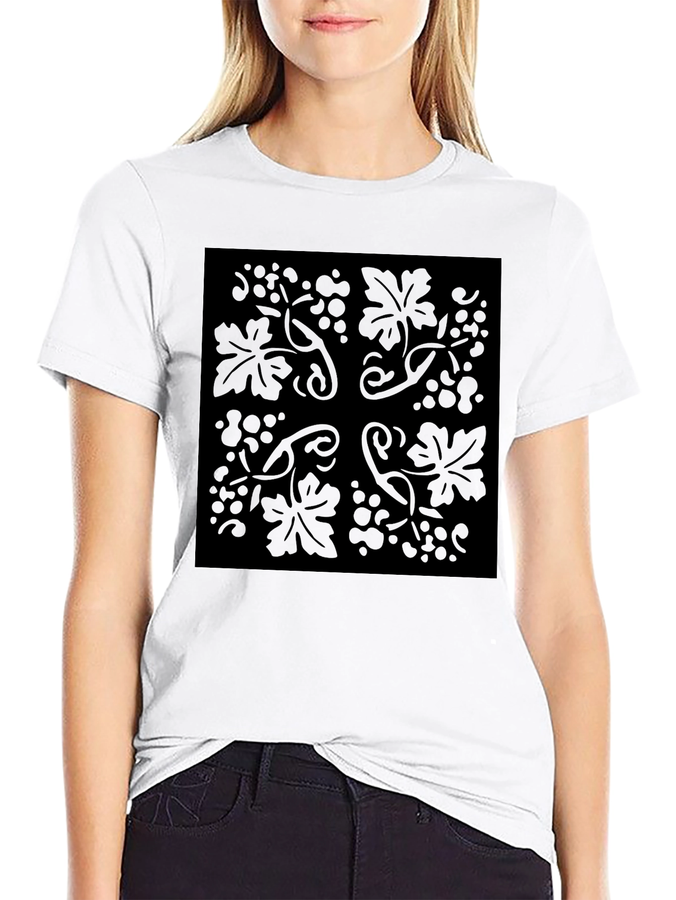 Black Floral Vine Graphic Tee