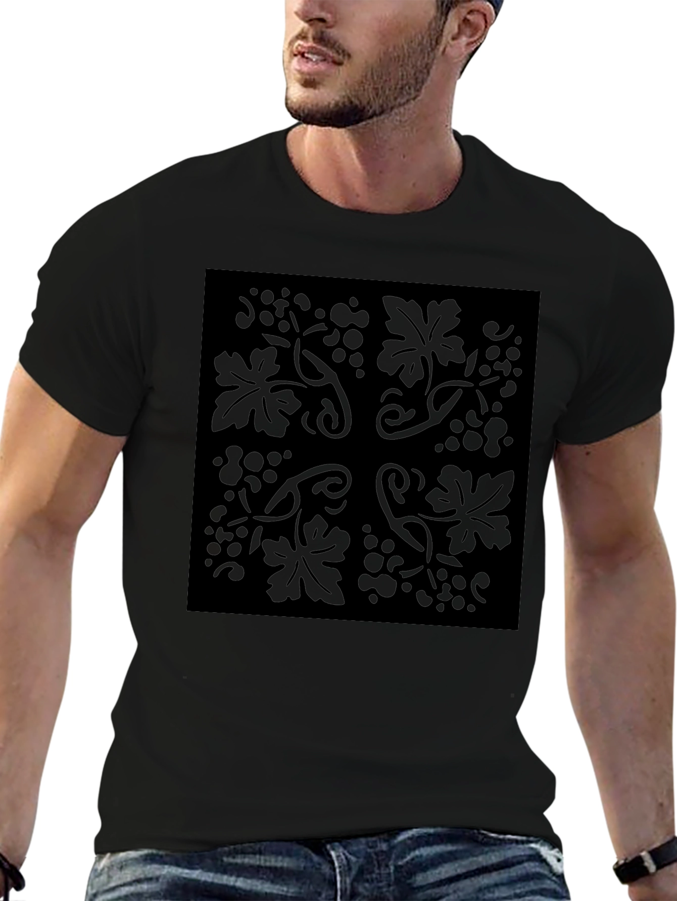 Black Floral Vine Graphic Tee