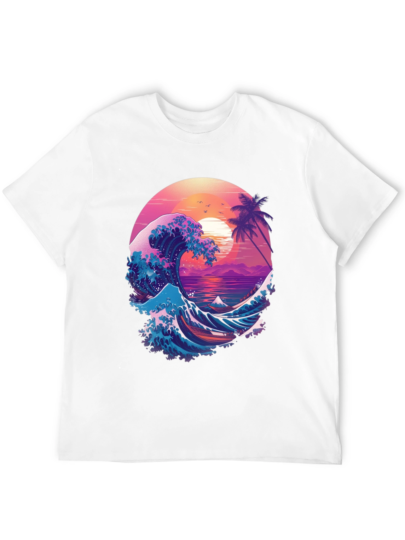 Retro Wave Graphic T-Shirt - Black Crew Neck Tee