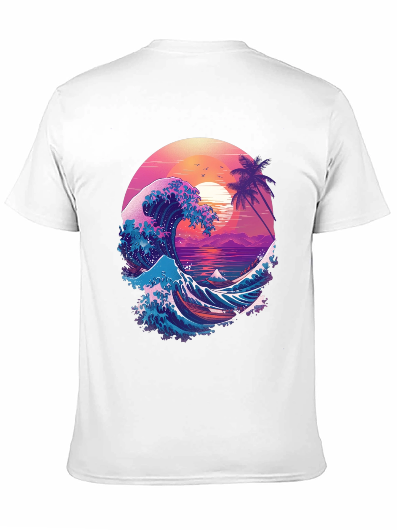 Retro Wave Graphic T-Shirt - Black Crew Neck Tee
