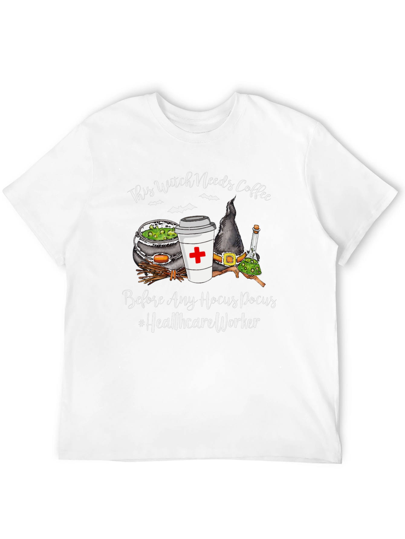Witch Needs Coffee T-Shirt - Healthcare Worker Halloween