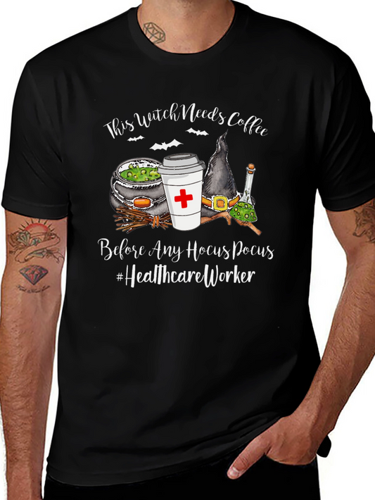 Witch Needs Coffee T-Shirt - Healthcare Worker Halloween