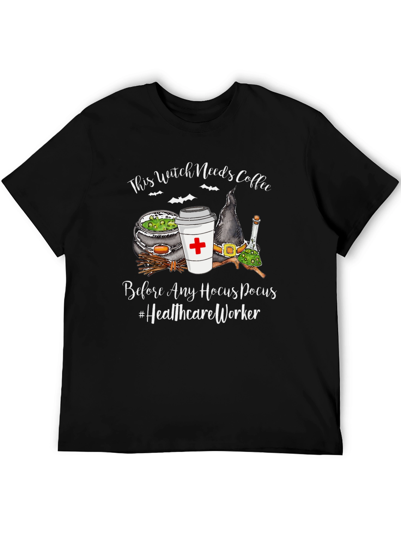 Witch Needs Coffee T-Shirt - Healthcare Worker Halloween