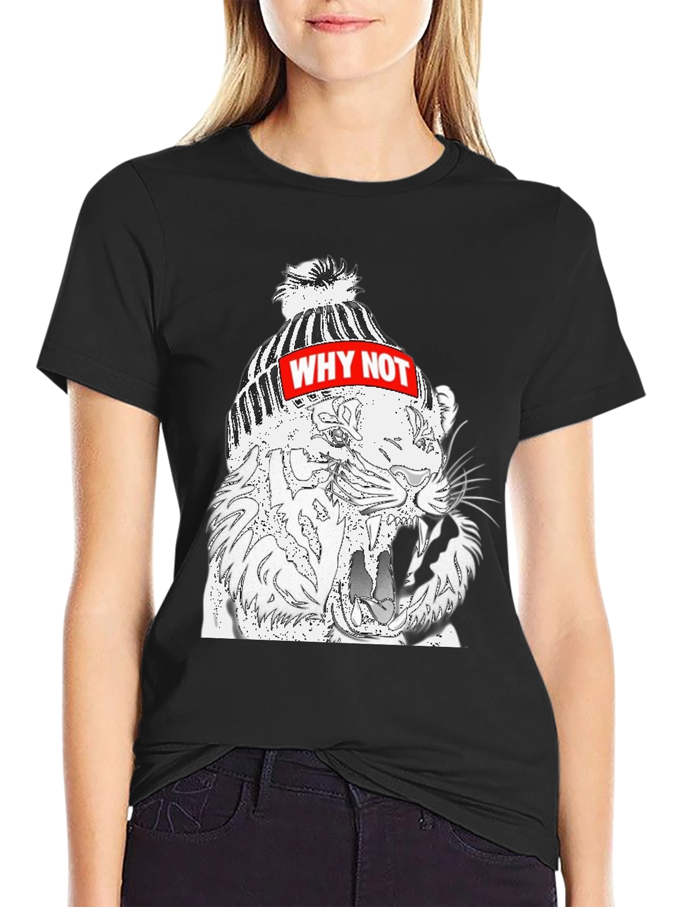 Why Not Tiger Graphic Black T-Shirt