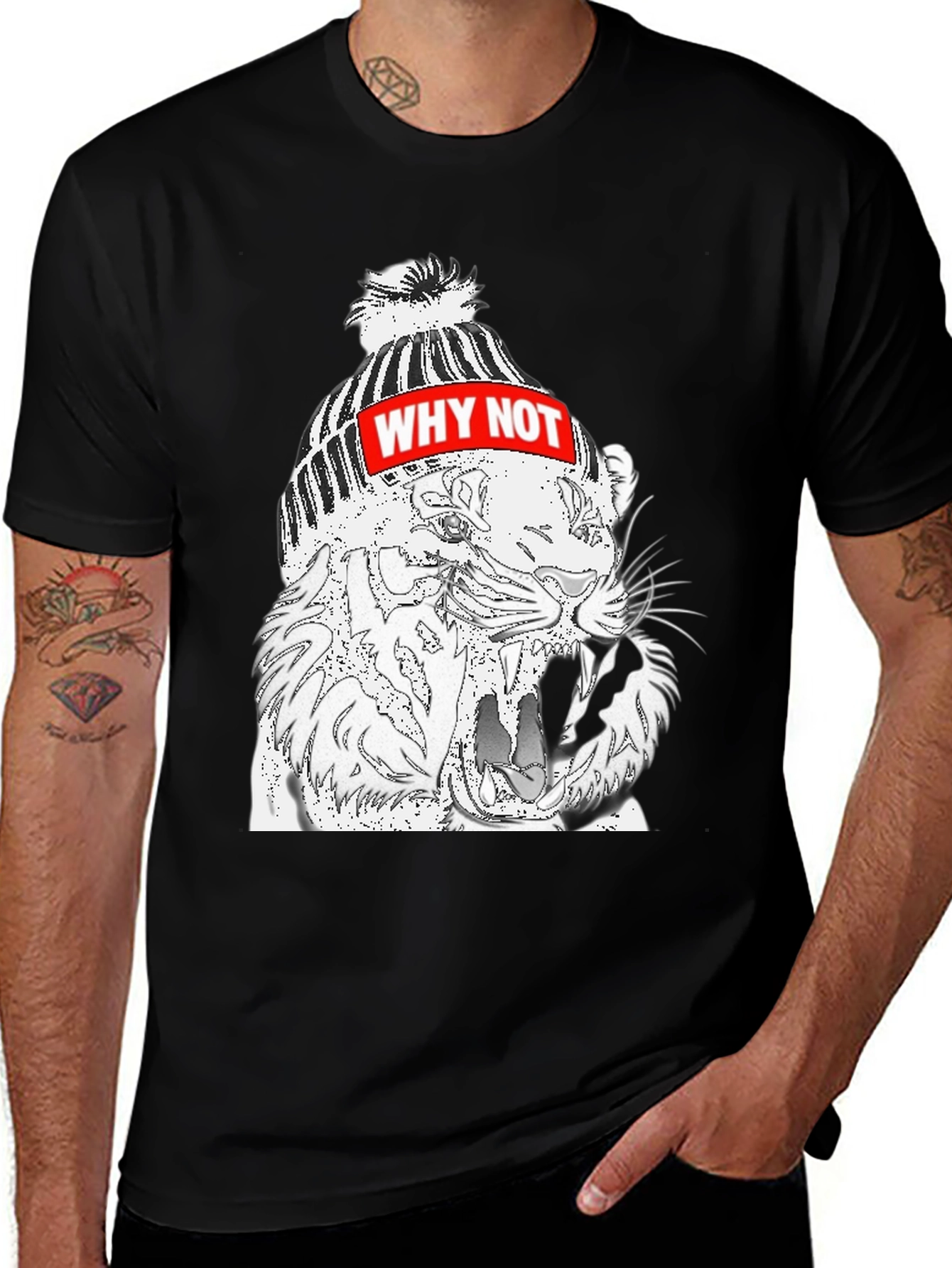 Why Not Tiger Graphic Black T-Shirt