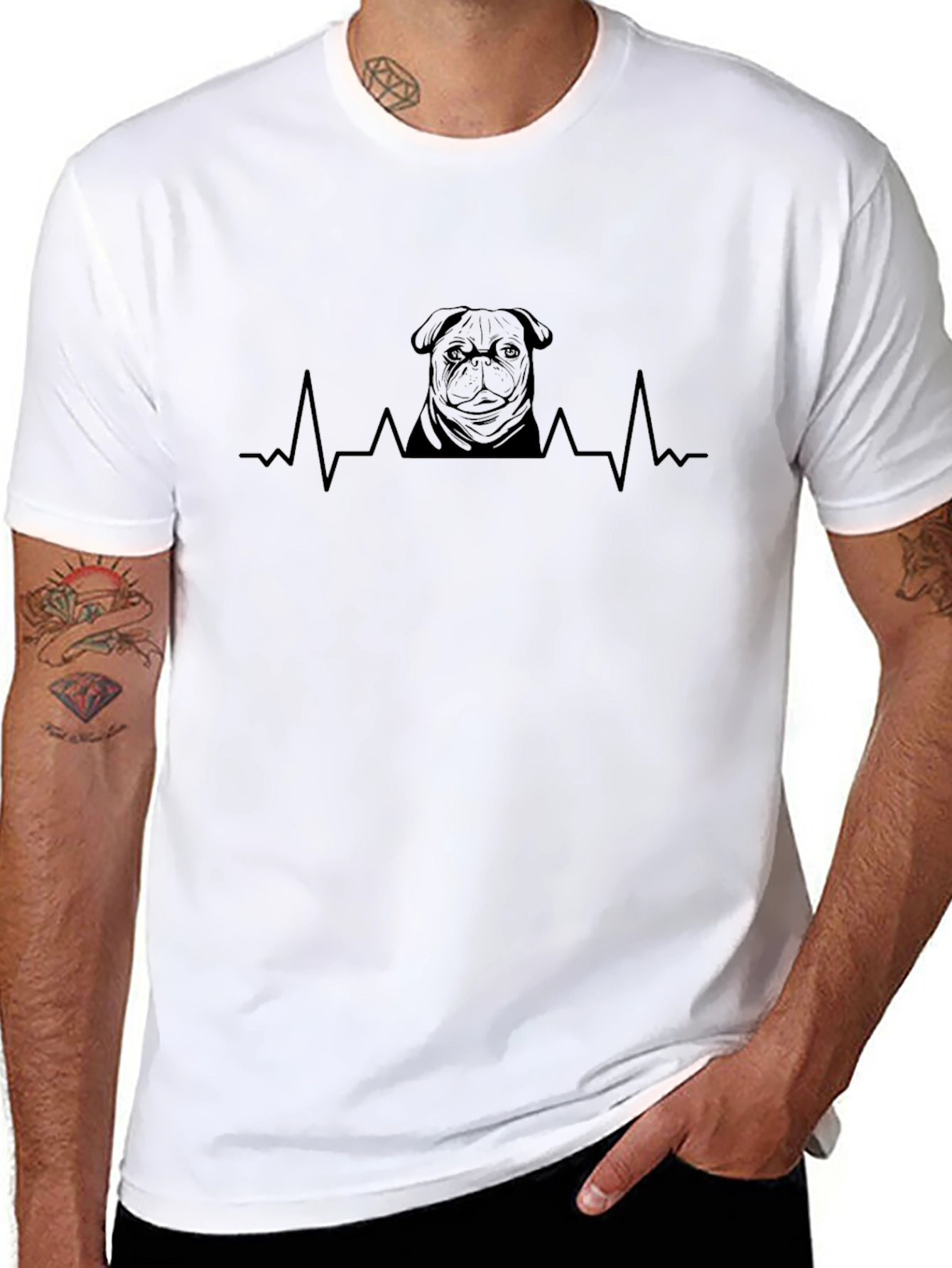 Pug Life Heartbeat Black T-Shirt