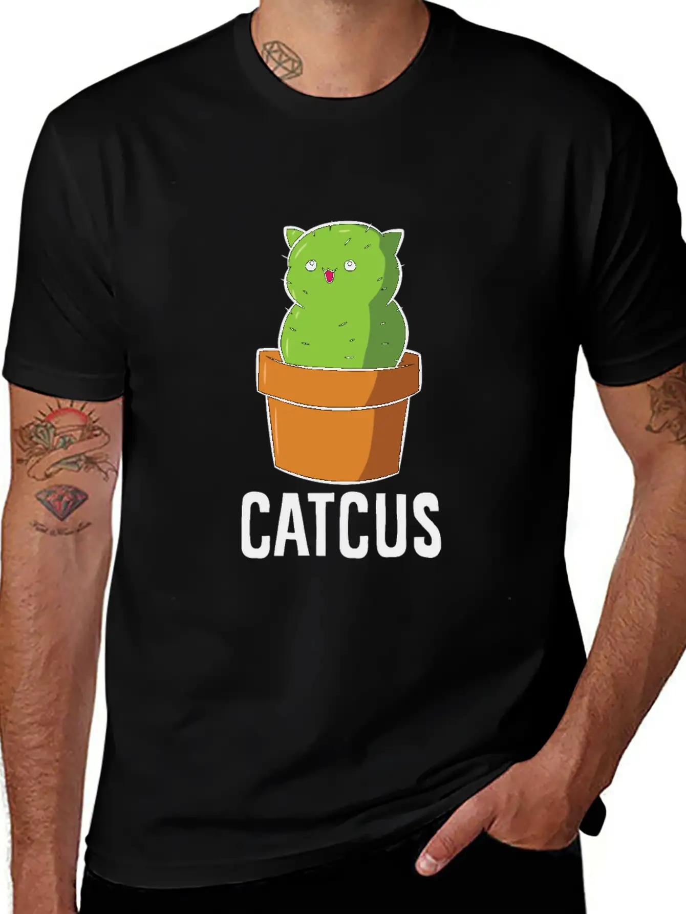 Cactus Cat Mexican Cactus Cinco De Mayo Catcus Lightweight Cotton T-Shirt – Daily Comfort Graphic Shirt