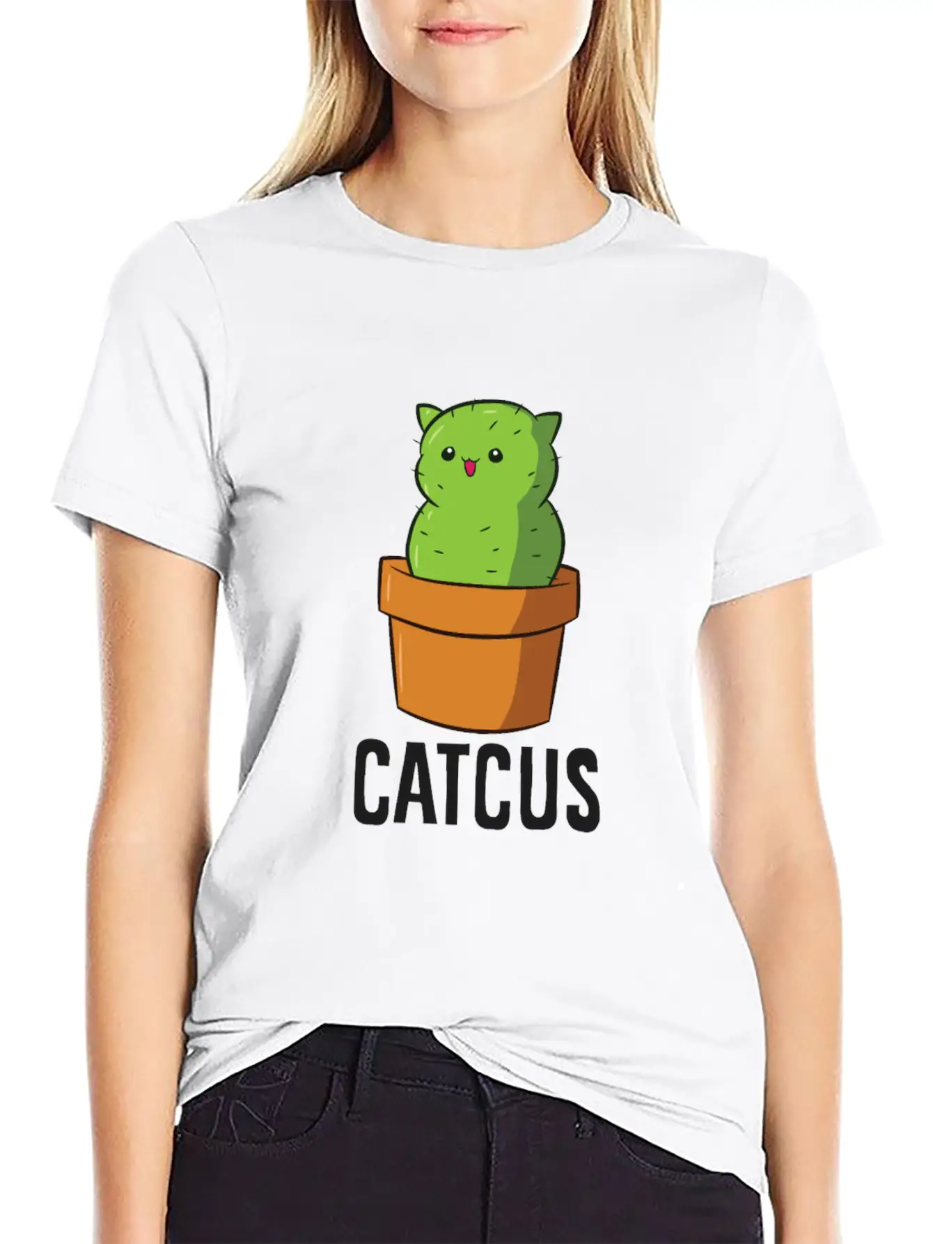 Cactus Cat Mexican Cactus Cinco De Mayo Catcus Lightweight Cotton T-Shirt – Daily Comfort Graphic Shirt