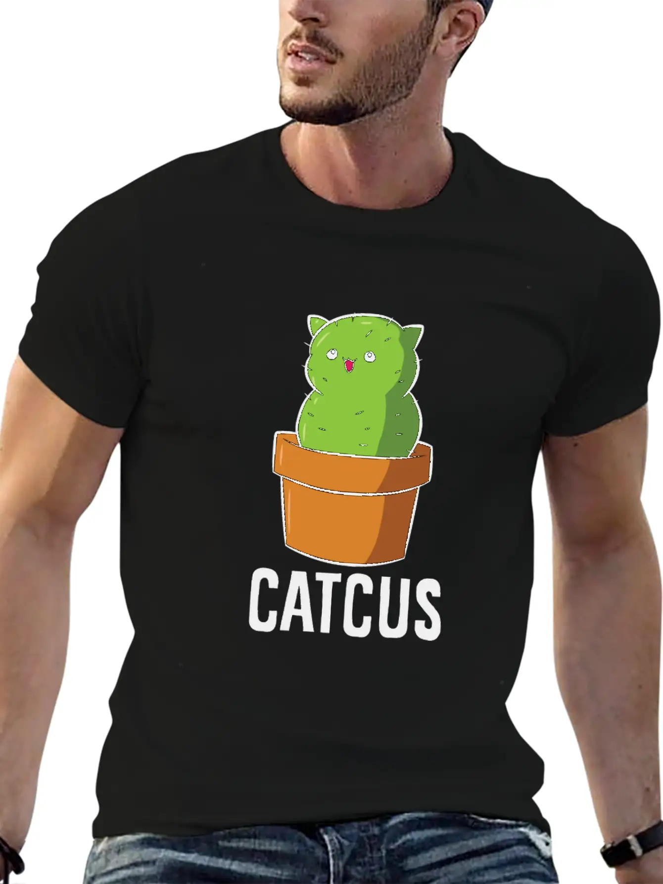 Cactus Cat Mexican Cactus Cinco De Mayo Catcus Lightweight Cotton T-Shirt – Daily Comfort Graphic Shirt