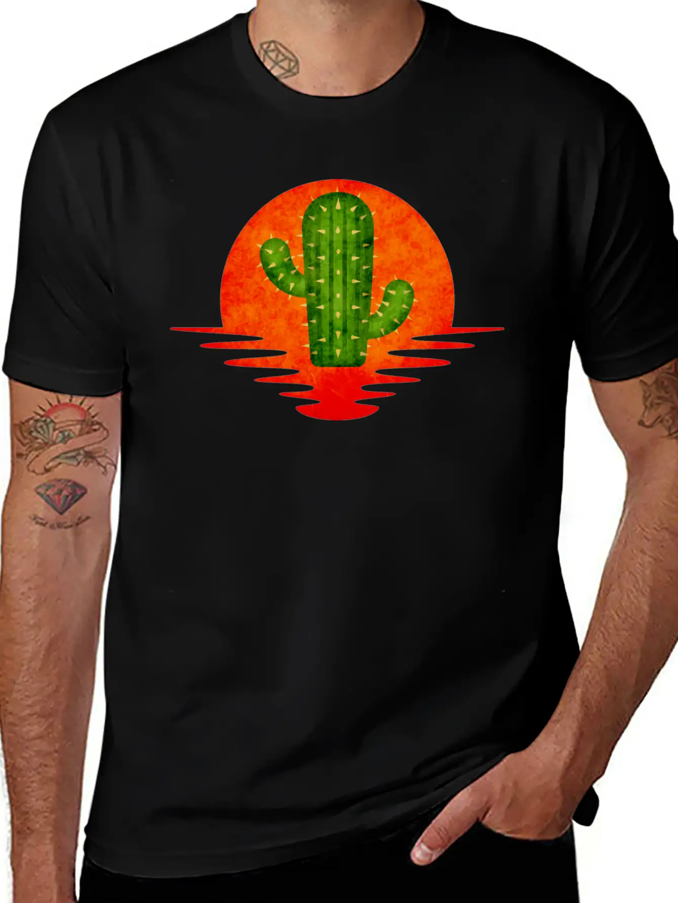 Cactus Retro Lightweight Cotton T-Shirt – Daily Comfort Graphic Shirt