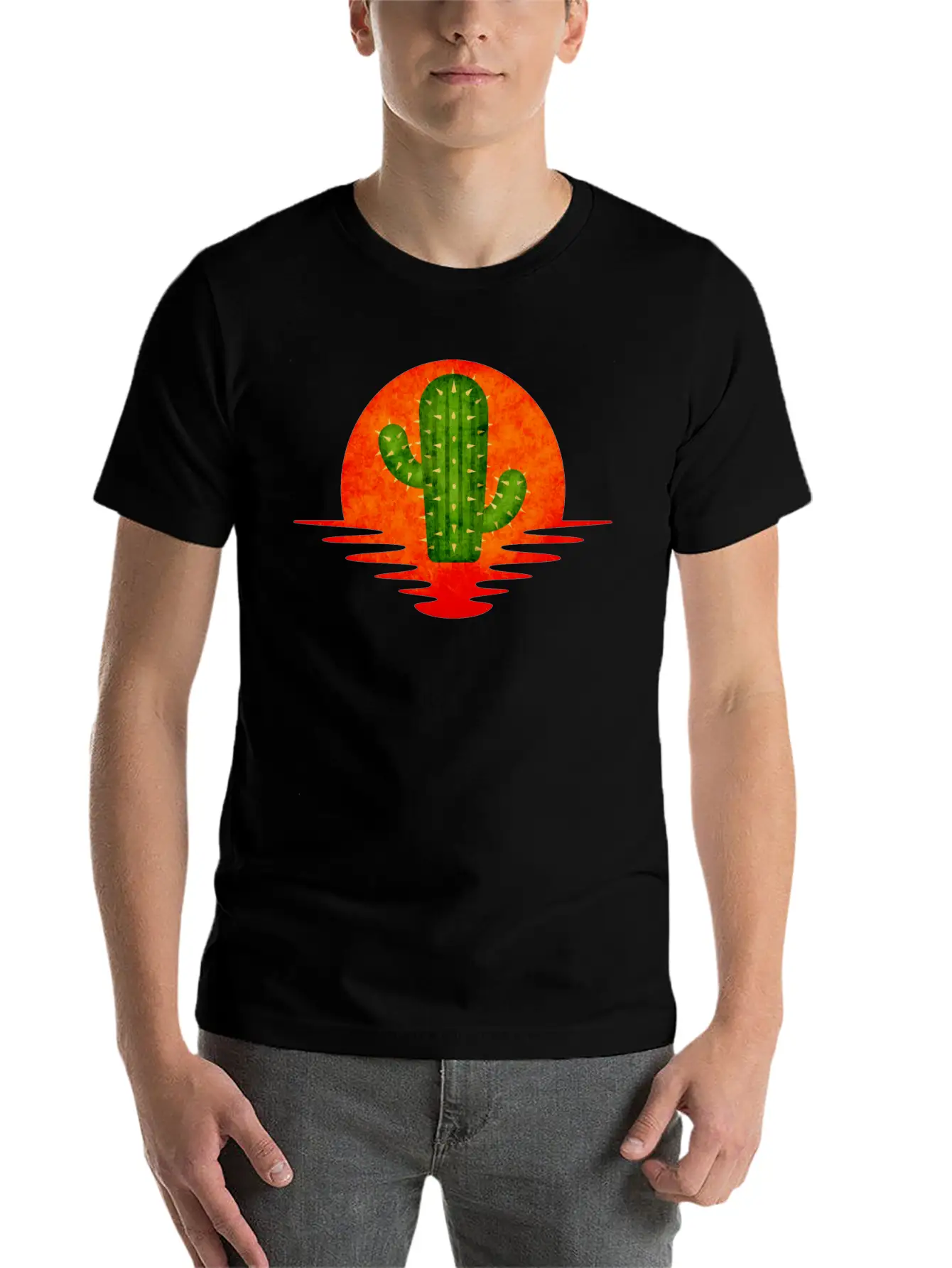 Cactus Retro Lightweight Cotton T-Shirt – Daily Comfort Graphic Shirt