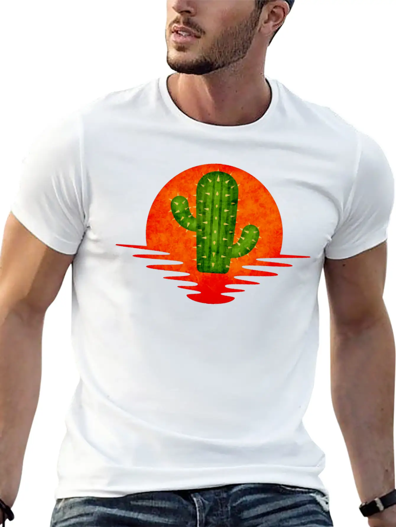Cactus Retro Lightweight Cotton T-Shirt – Daily Comfort Graphic Shirt