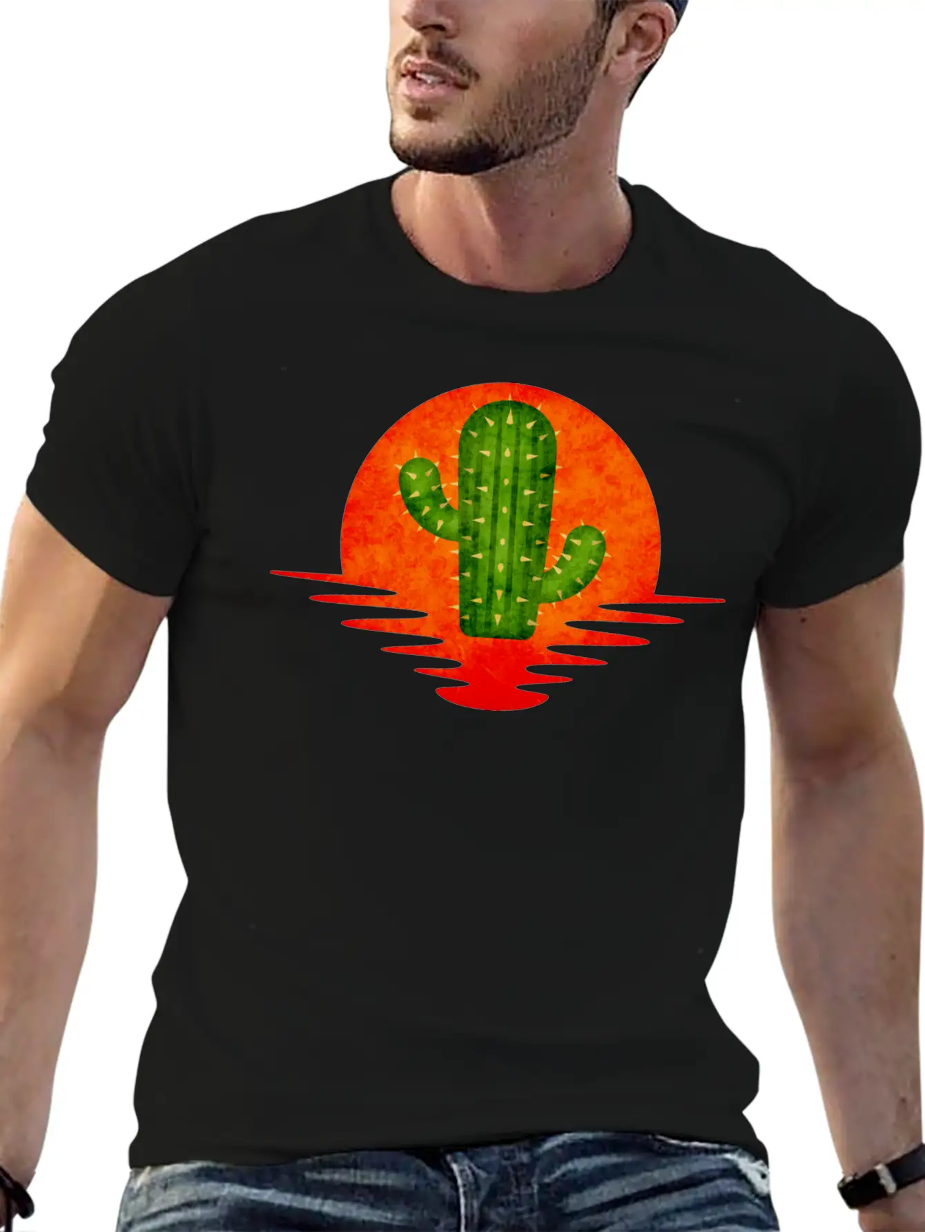 Cactus Retro Lightweight Cotton T-Shirt – Daily Comfort Graphic Shirt