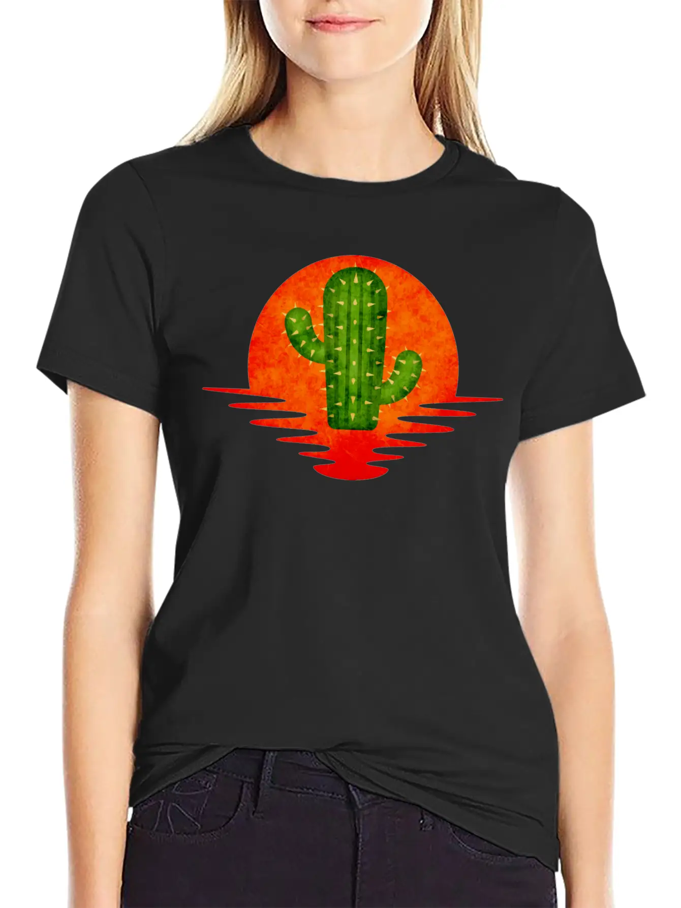 Cactus Retro Lightweight Cotton T-Shirt – Daily Comfort Graphic Shirt